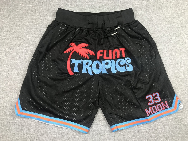 Jackie Moon #33 Movie Flint Tropics Basketball Black Shorts - Basketball Shorts Store