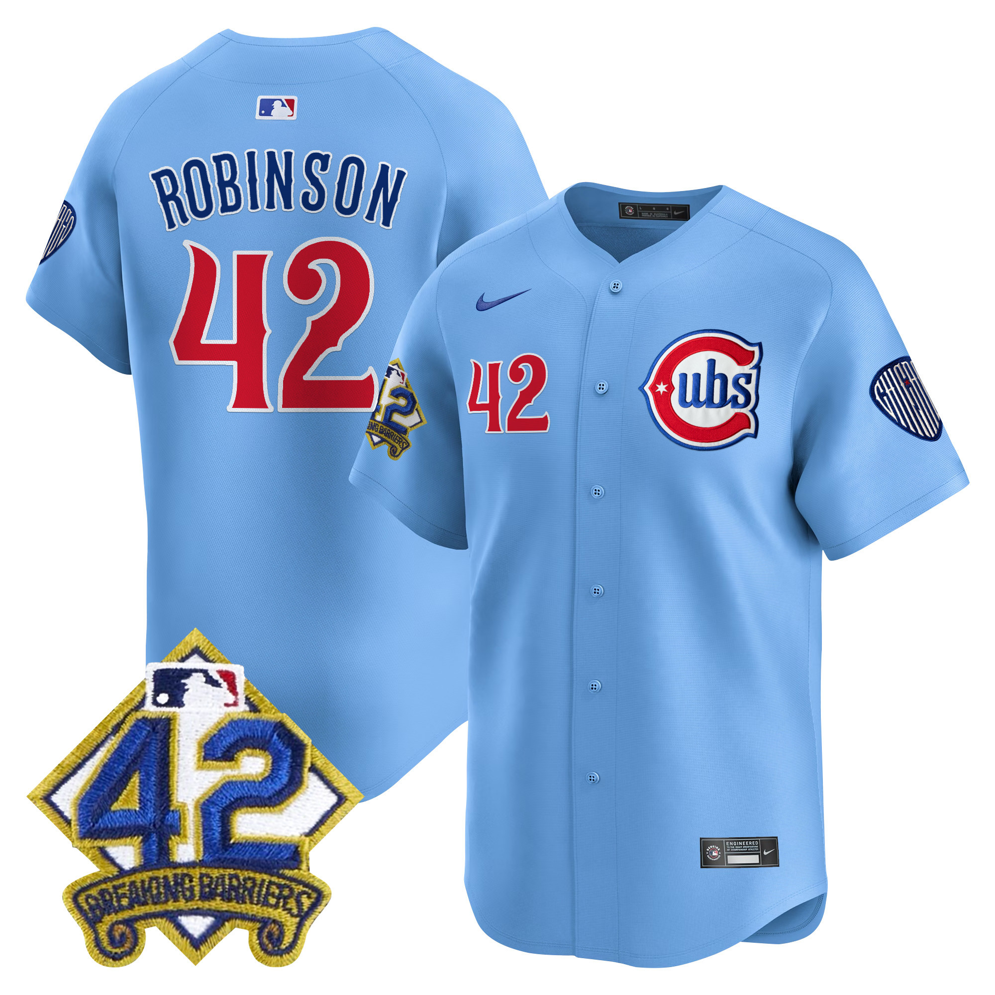 Jackie Robinson Men's Chicago Cubs 2025 Jackie Robinson Patch Vapor Premier Limited Blue Jersey - All Stitched