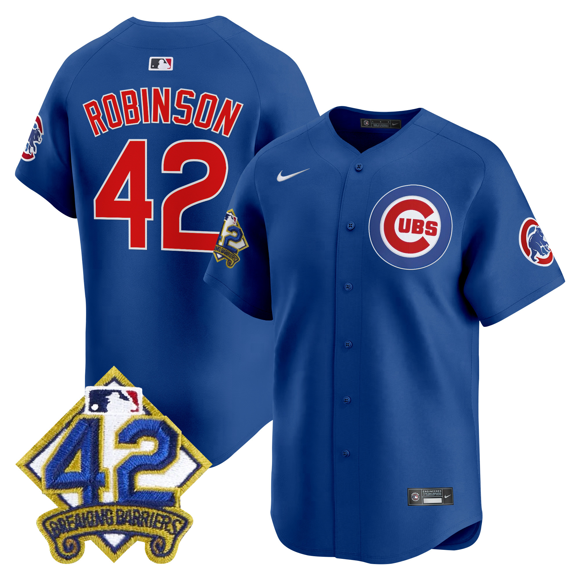 Jackie Robinson Men's Chicago Cubs 2025 Jackie Robinson Patch Vapor Premier Limited Royal Jersey - All Stitched