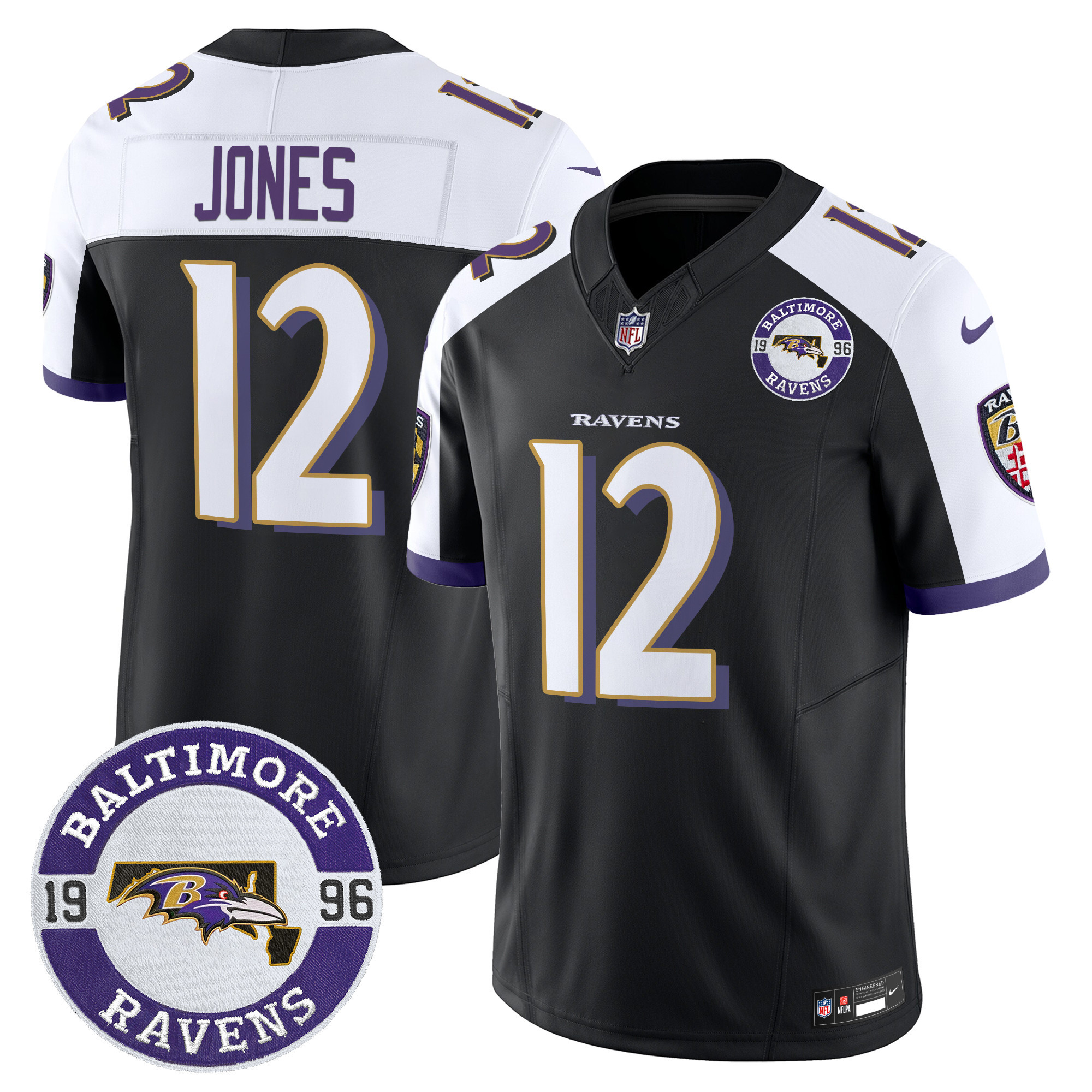 Jacoby Jones Men's Baltimore Ravens 2024 Vapor Limited Black Alternate Jersey - All Stitched