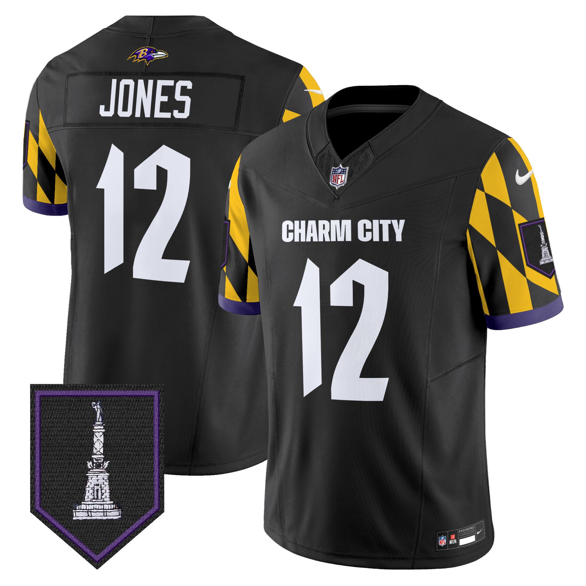 Jacoby Jones Men's Baltimore Ravens City Edition Patch Vapor Limited Black Jersey - All Stitched