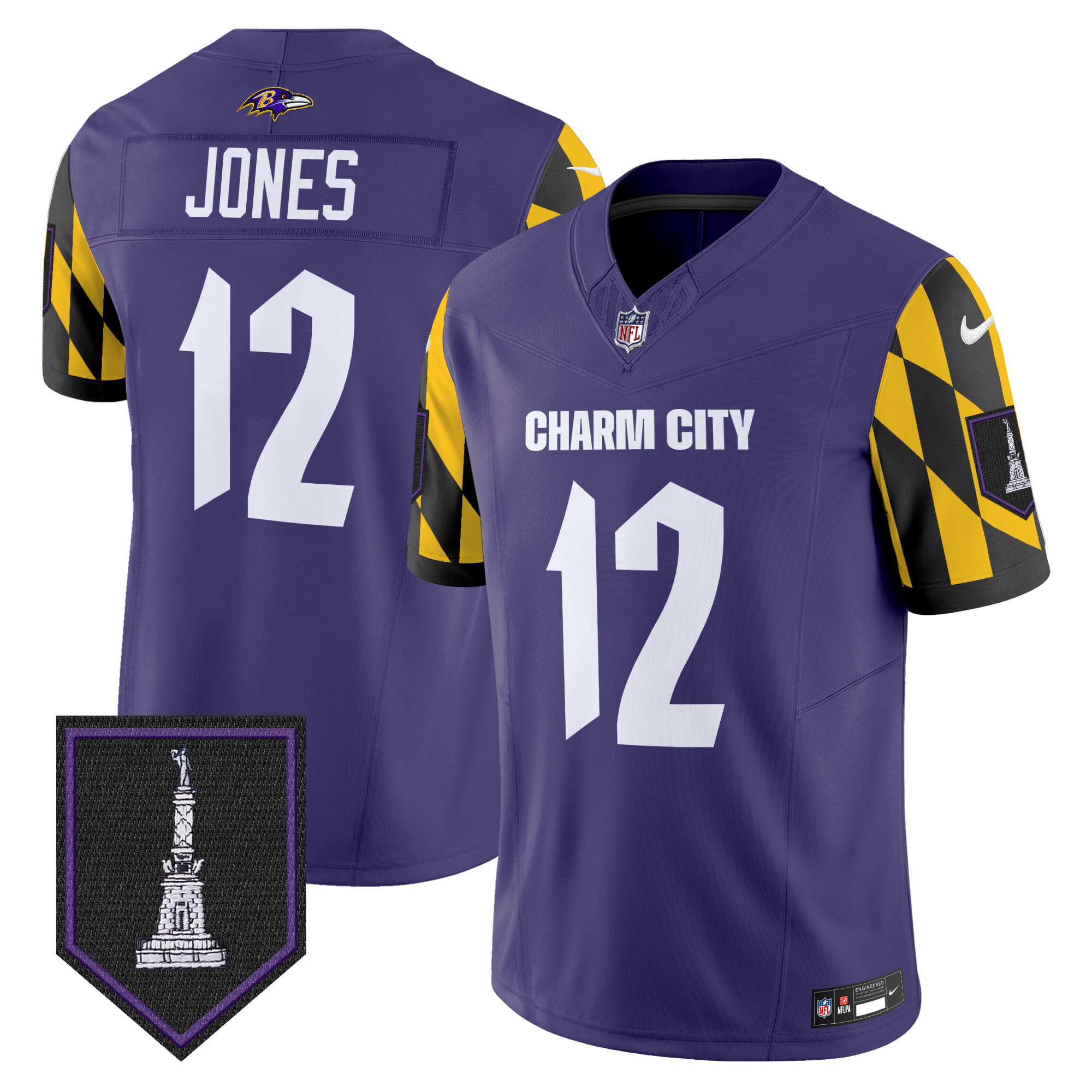 Jacoby Jones Men's Baltimore Ravens City Edition Patch Vapor Limited Purple Jersey - All Stitched