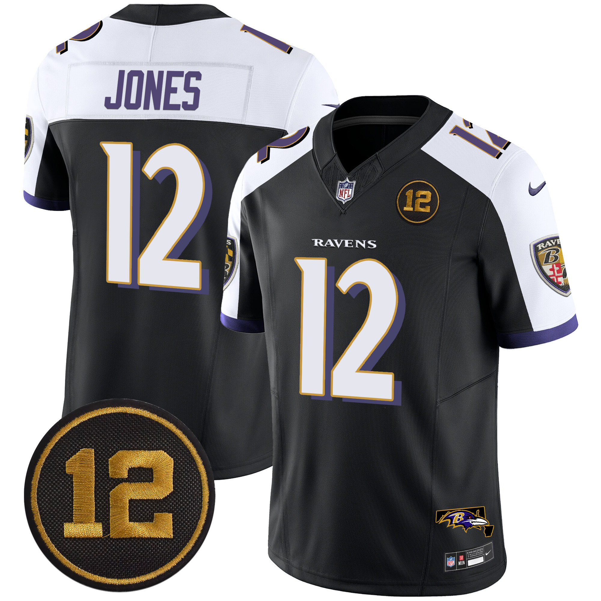 Jacoby Jones Men's Baltimore Ravens Jacoby Jones Patch Vapor Limited Black Alternate Jersey - All Stitched