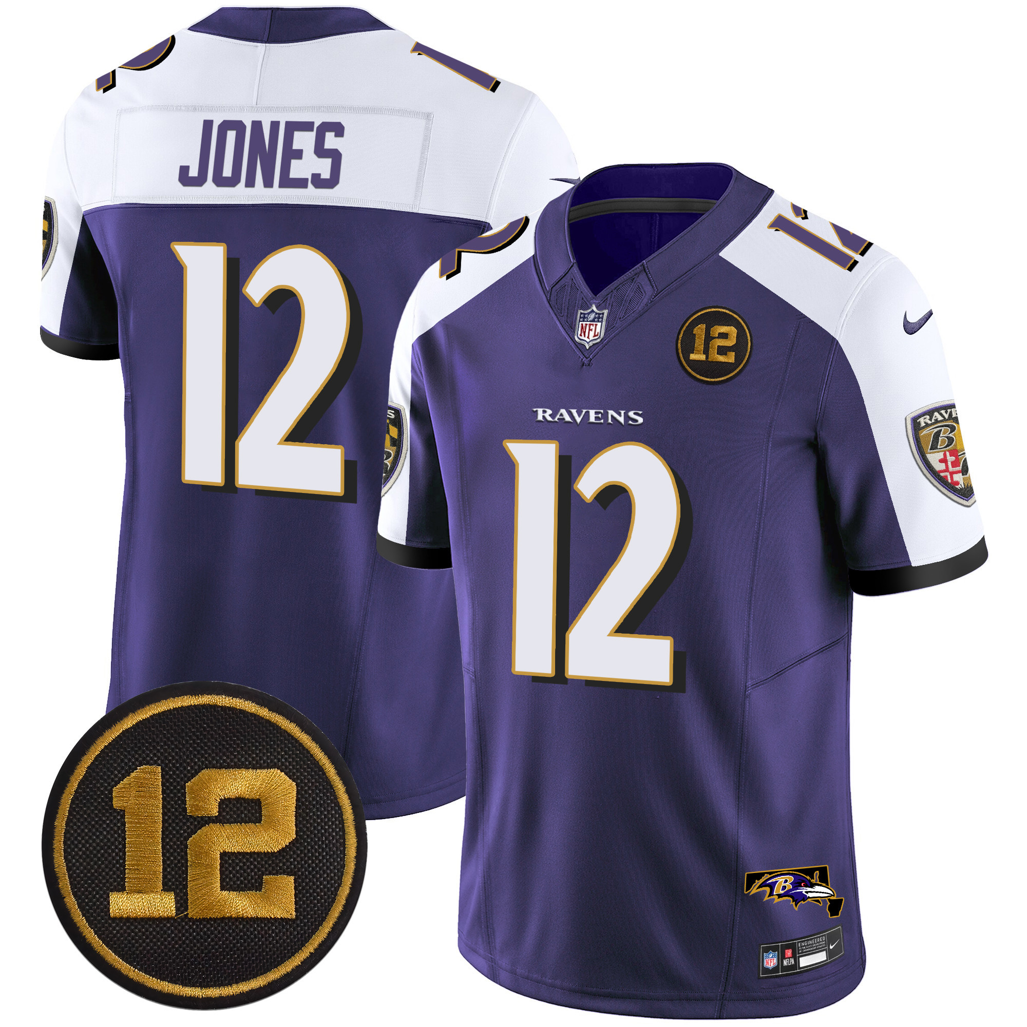 Jacoby Jones Men's Baltimore Ravens Jacoby Jones Patch Vapor Limited Purple Alternate Jersey - All Stitched