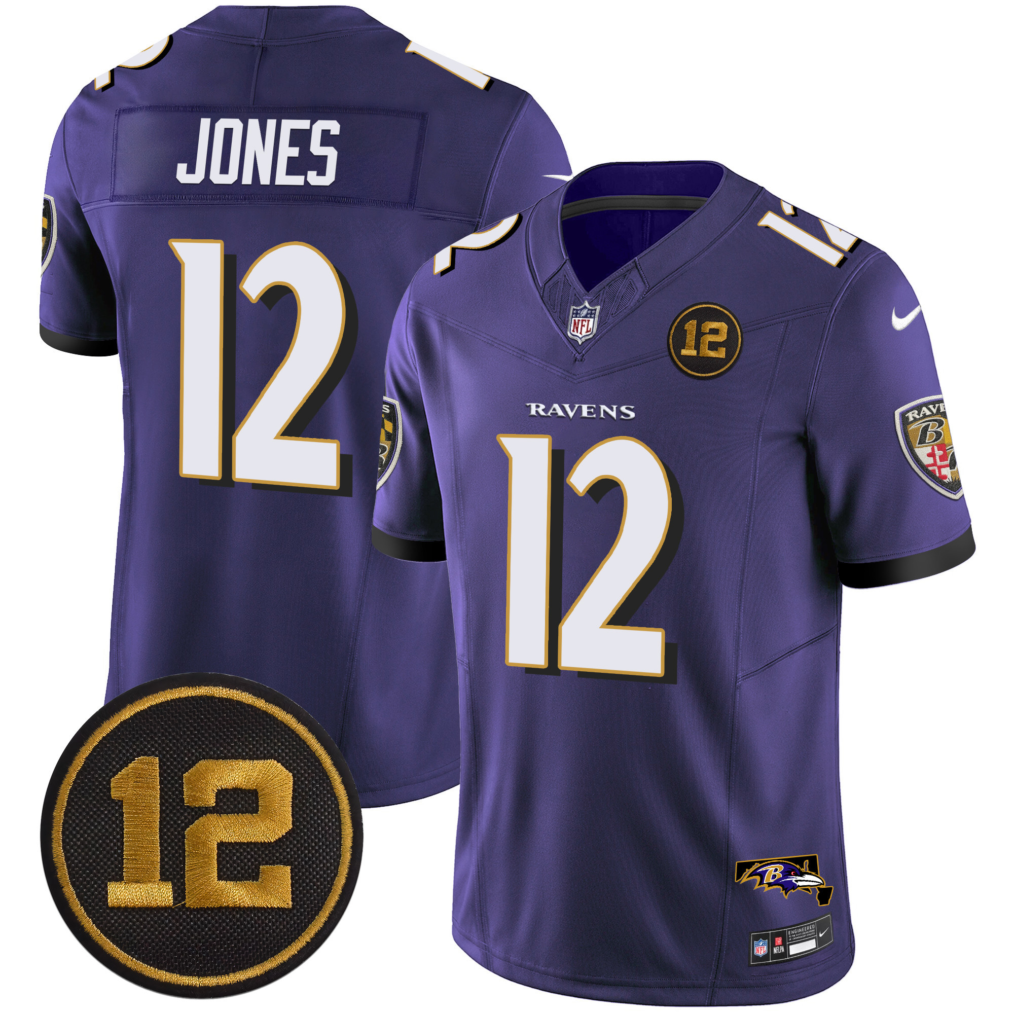 Jacoby Jones Men's Baltimore Ravens Jacoby Jones Patch Vapor Limited Purple Jersey - All Stitched