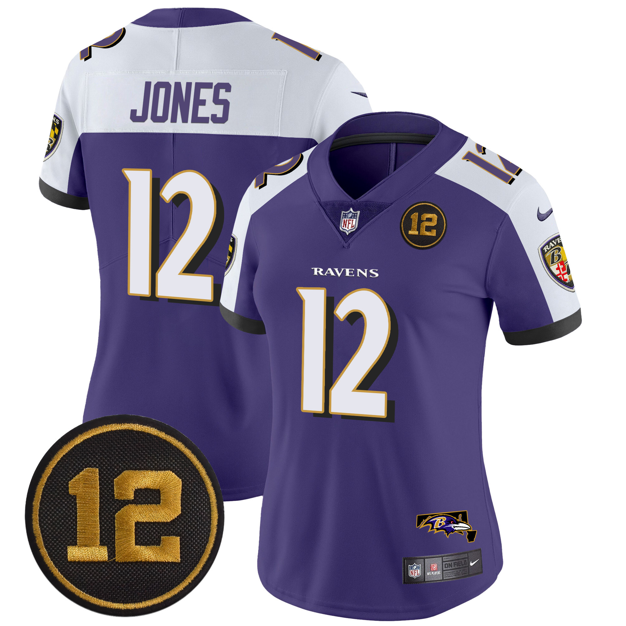 Jacoby Jones Women's Baltimore Ravens Jacoby Jones Patch Vapor Limited Purple Alternate Jersey - All Stitched