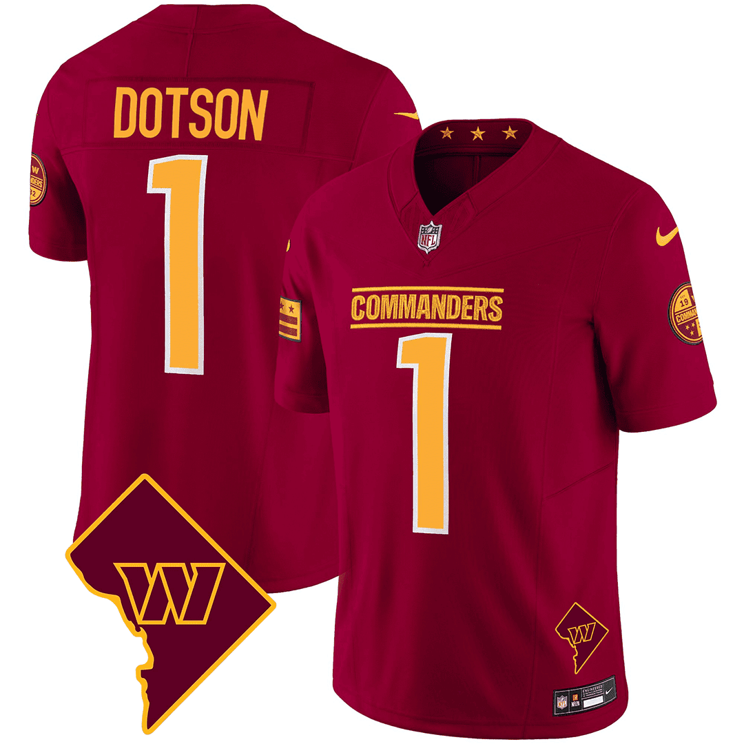 Jahan Dotson Men's Washington Commanders Washington DC Map Patch Burgundy Jersey - All Stitched