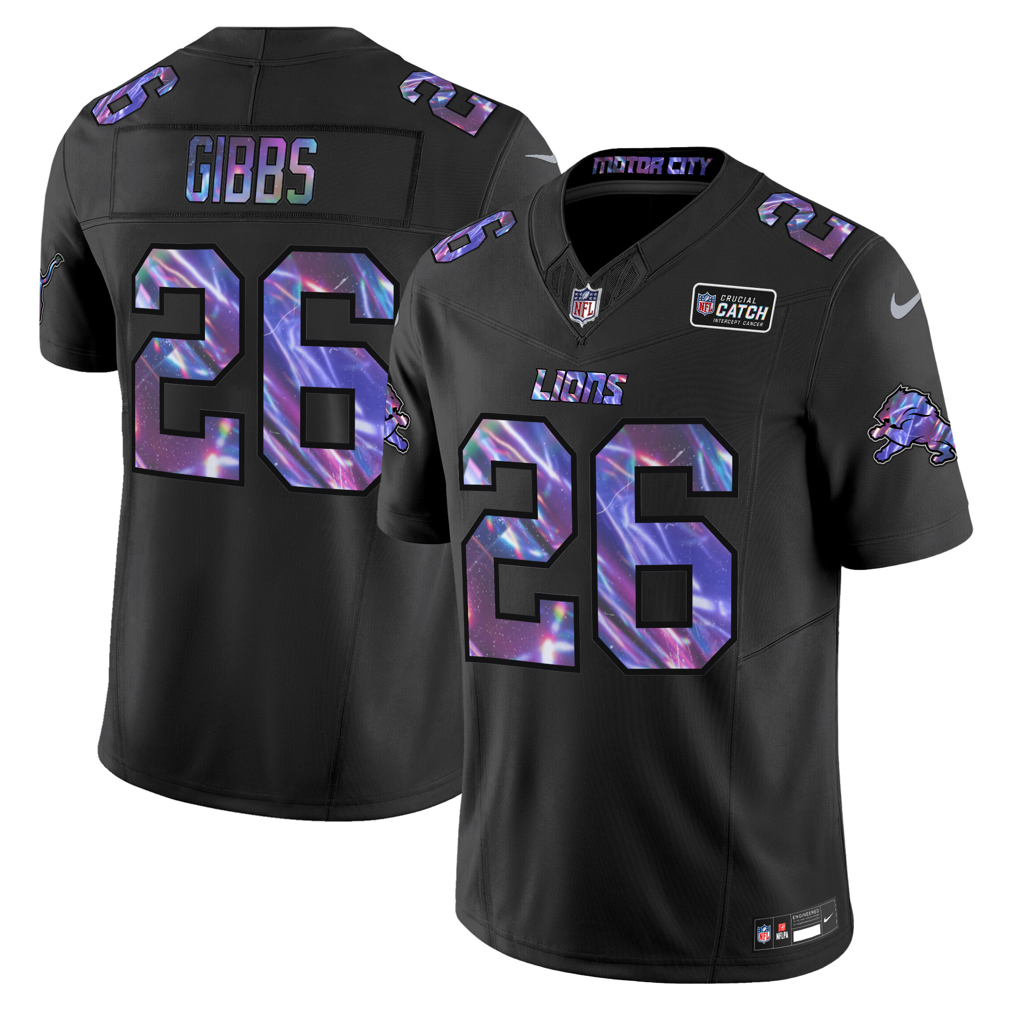 Jahmyr Gibbs Men's Detroit Lions 2024 Crucial Catch Vapor Limited Black Jersey - All Stitched