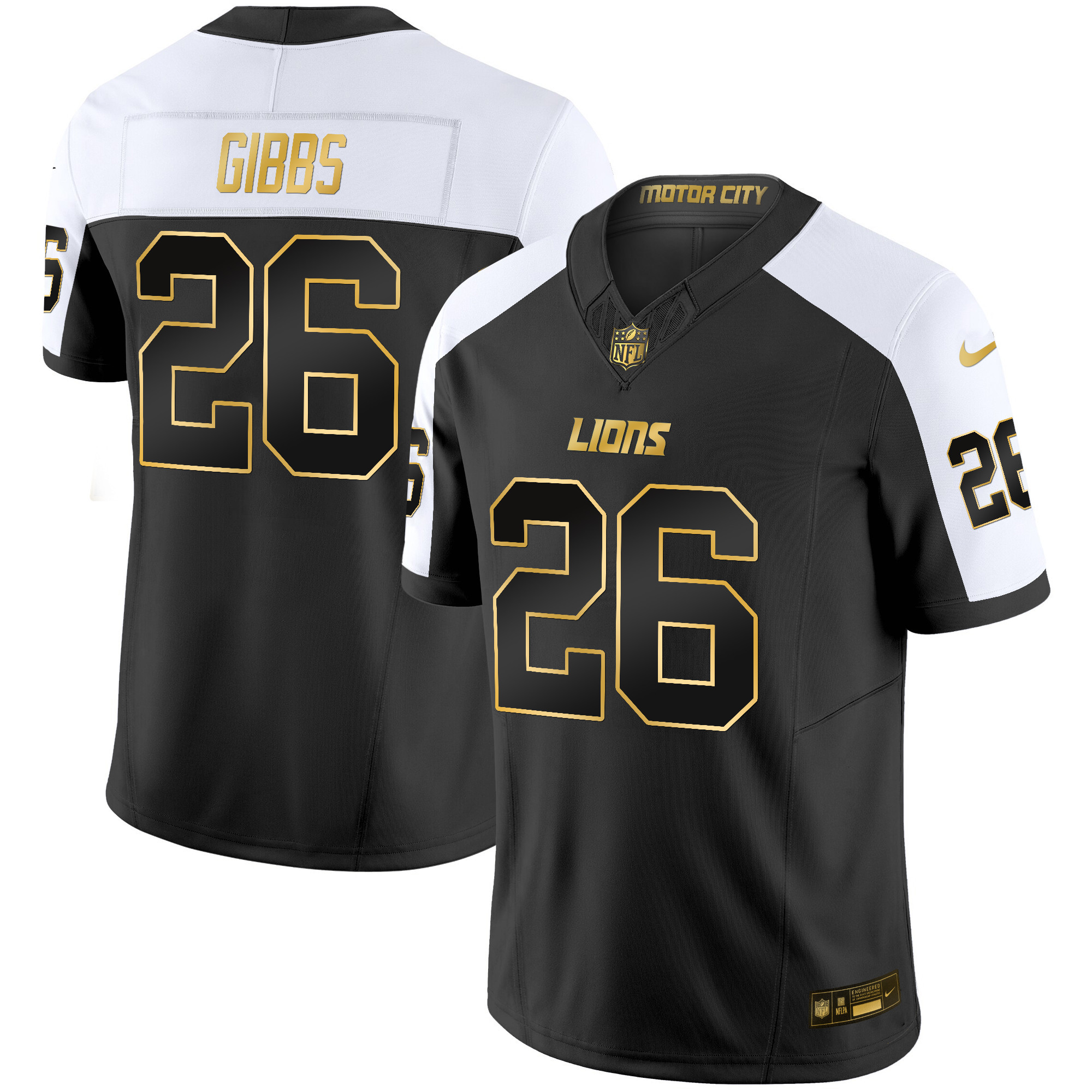 Jahmyr Gibbs Men's Detroit Lions 2024 Gold Vapor Limited Alternate Jersey - All Stitched