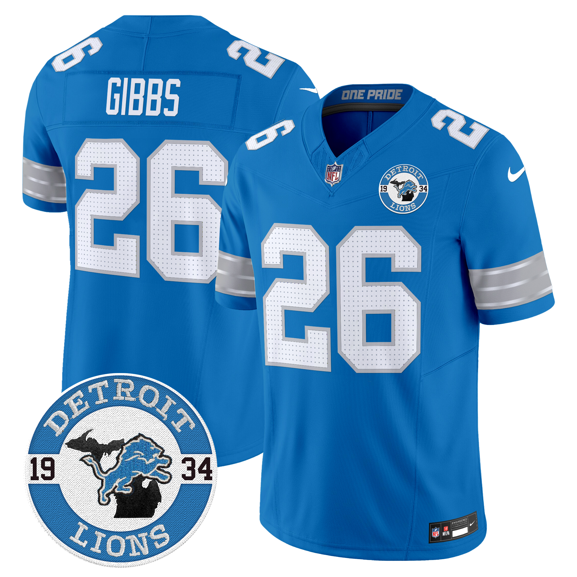 Jahmyr Gibbs Men's Detroit Lions 2024 Vapor Limited Blue Jersey - All Stitched