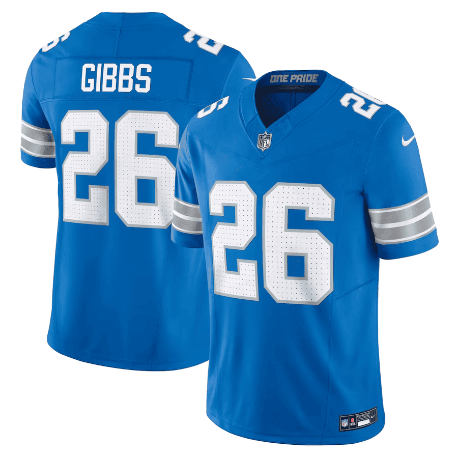 Jahmyr Gibbs Men's Detroit Lions 2024 Vapor Limited Blue Jersey - All Stitched