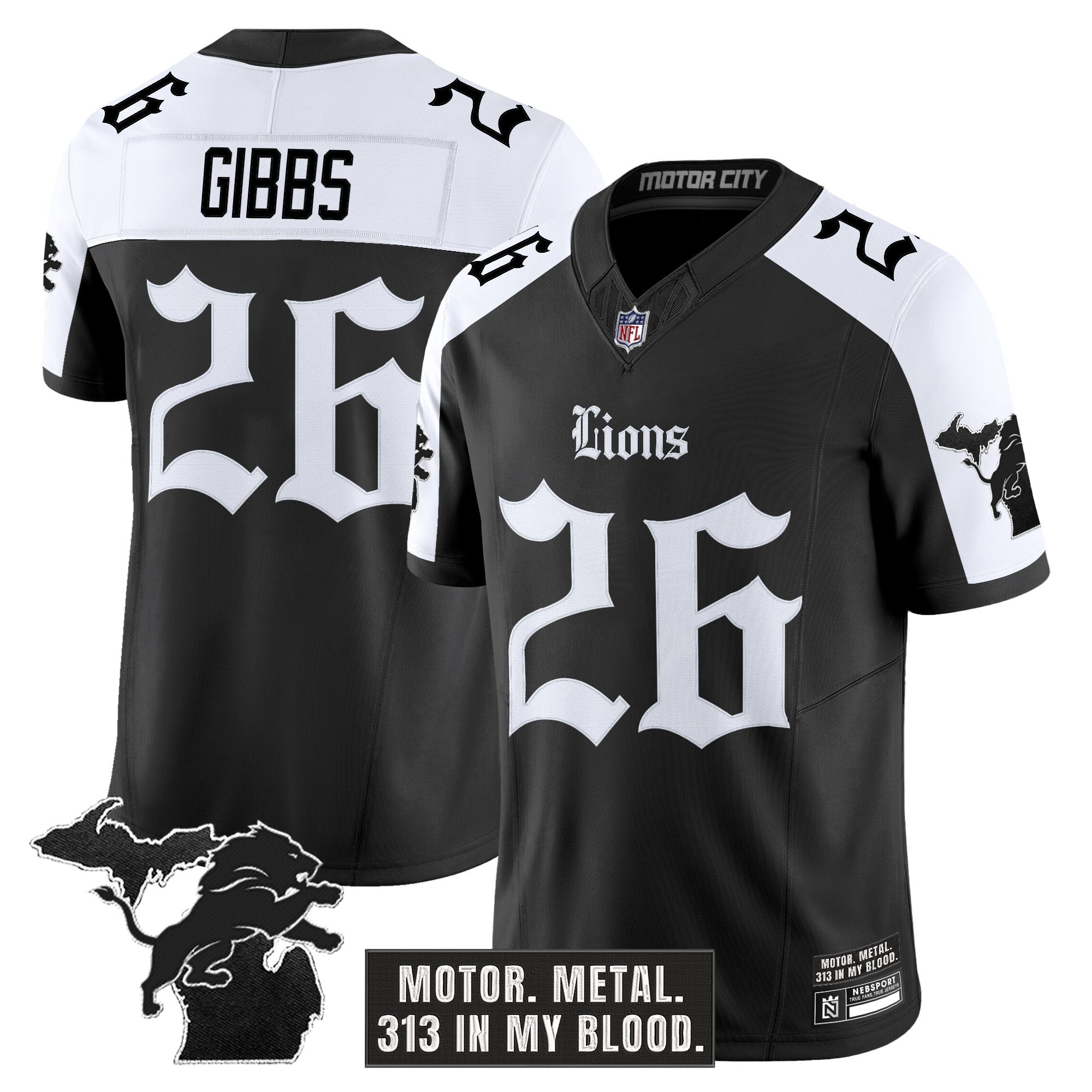 Jahmyr Gibbs Men's Detroit Lions 'Gothic Motor Grit Edition' Vapor Limited Alternate Jersey - All Stitched