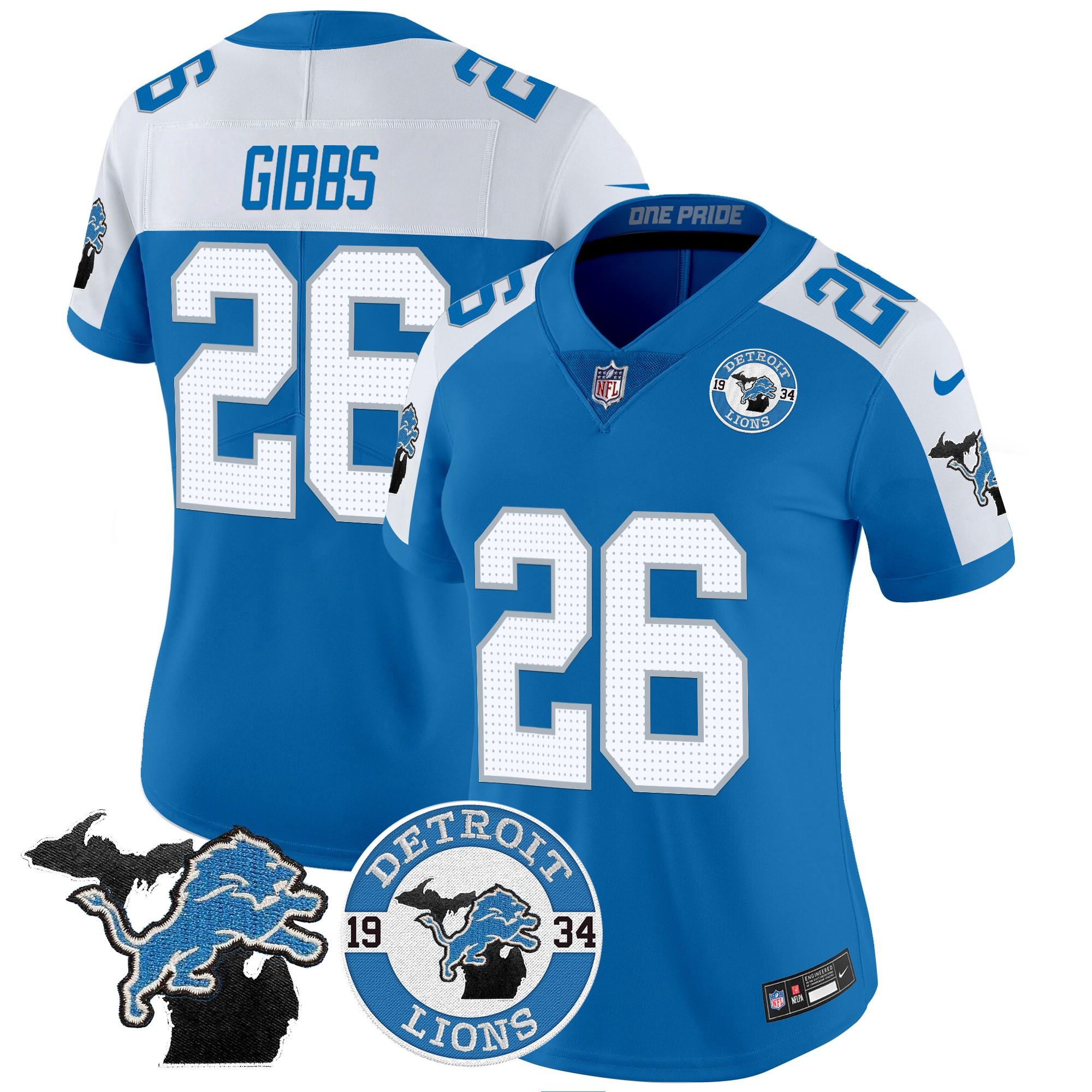 Jahmyr Gibbs Women's Detroit Lions 2024 Vapor Limited Blue Alternate Jersey - All Stitched