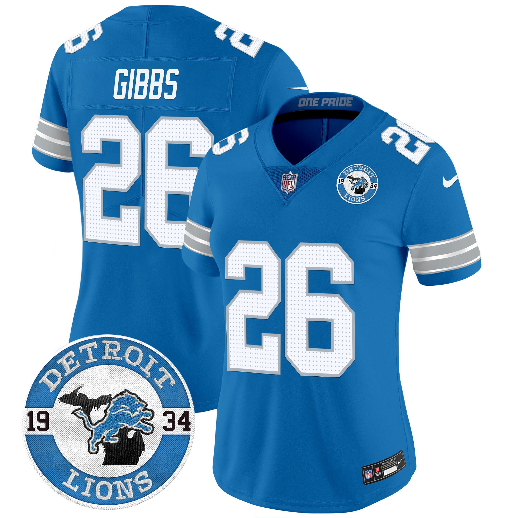 Jahmyr Gibbs Women's Detroit Lions 2024 Vapor Limited Blue Jersey - All Stitched