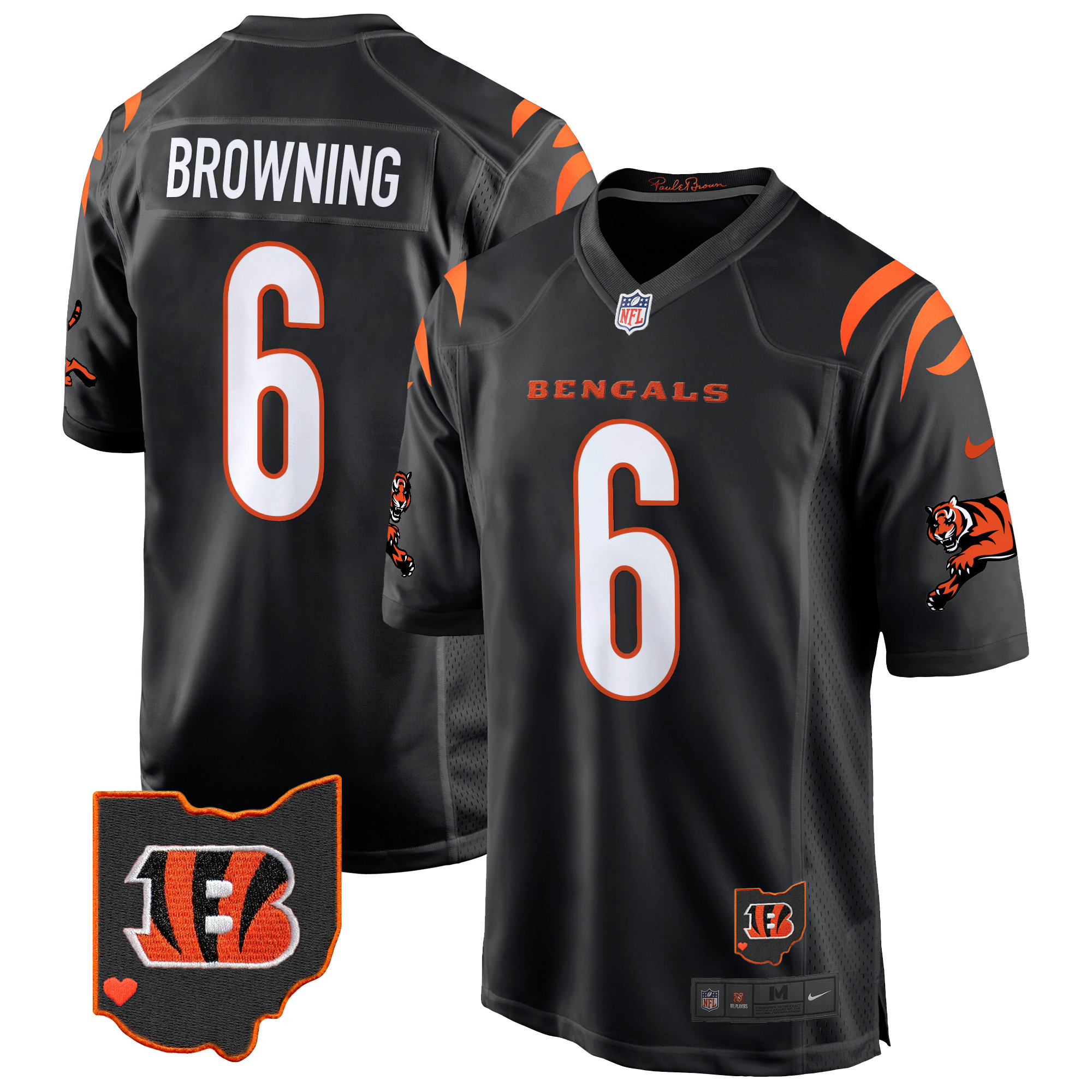 Jake Browning Men's Cincinnati Bengals 2024 Game Black Jersey - All Stitched