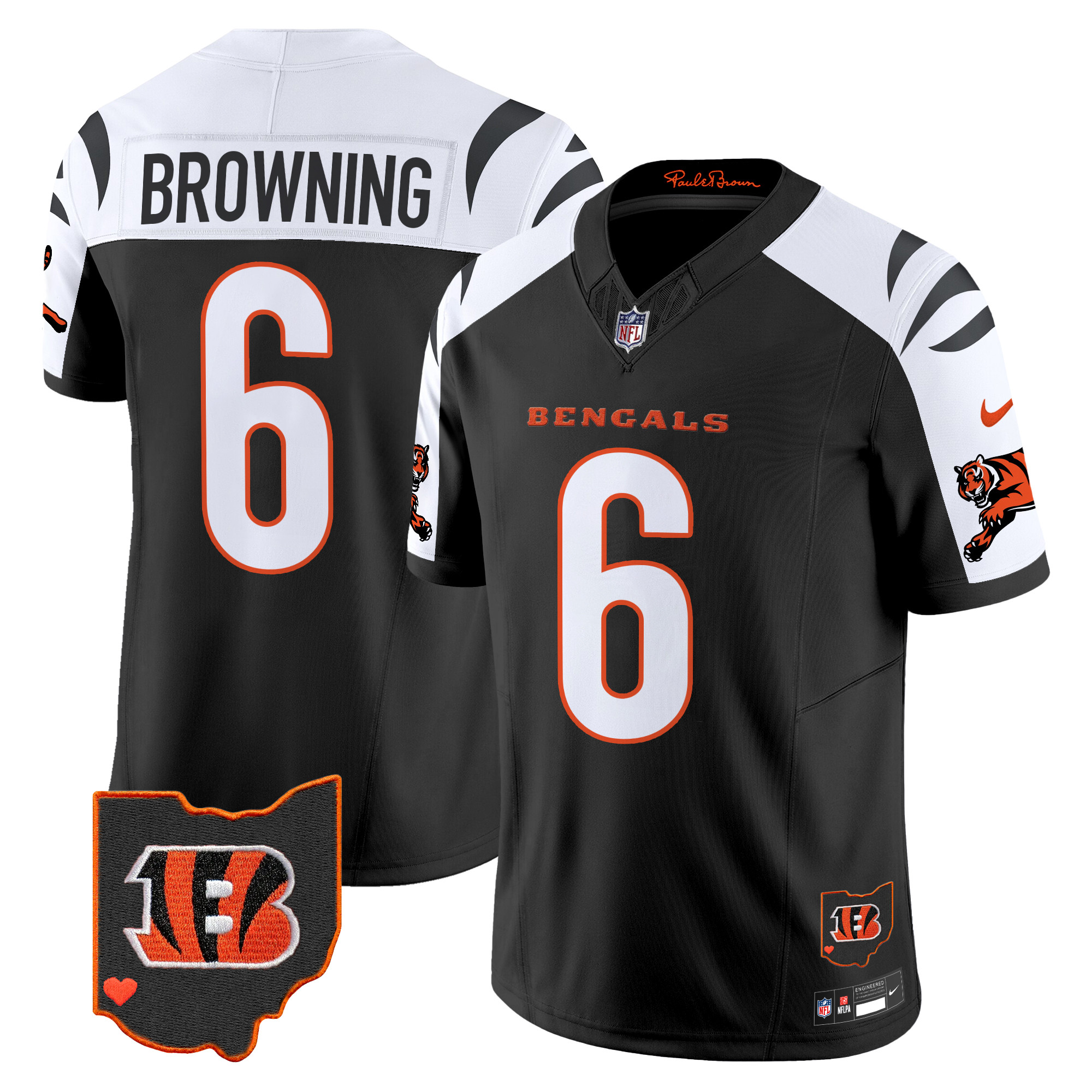 Jake Browning Men's Cincinnati Bengals 2024 Vapor Limited Alternate Jersey - All Stitched