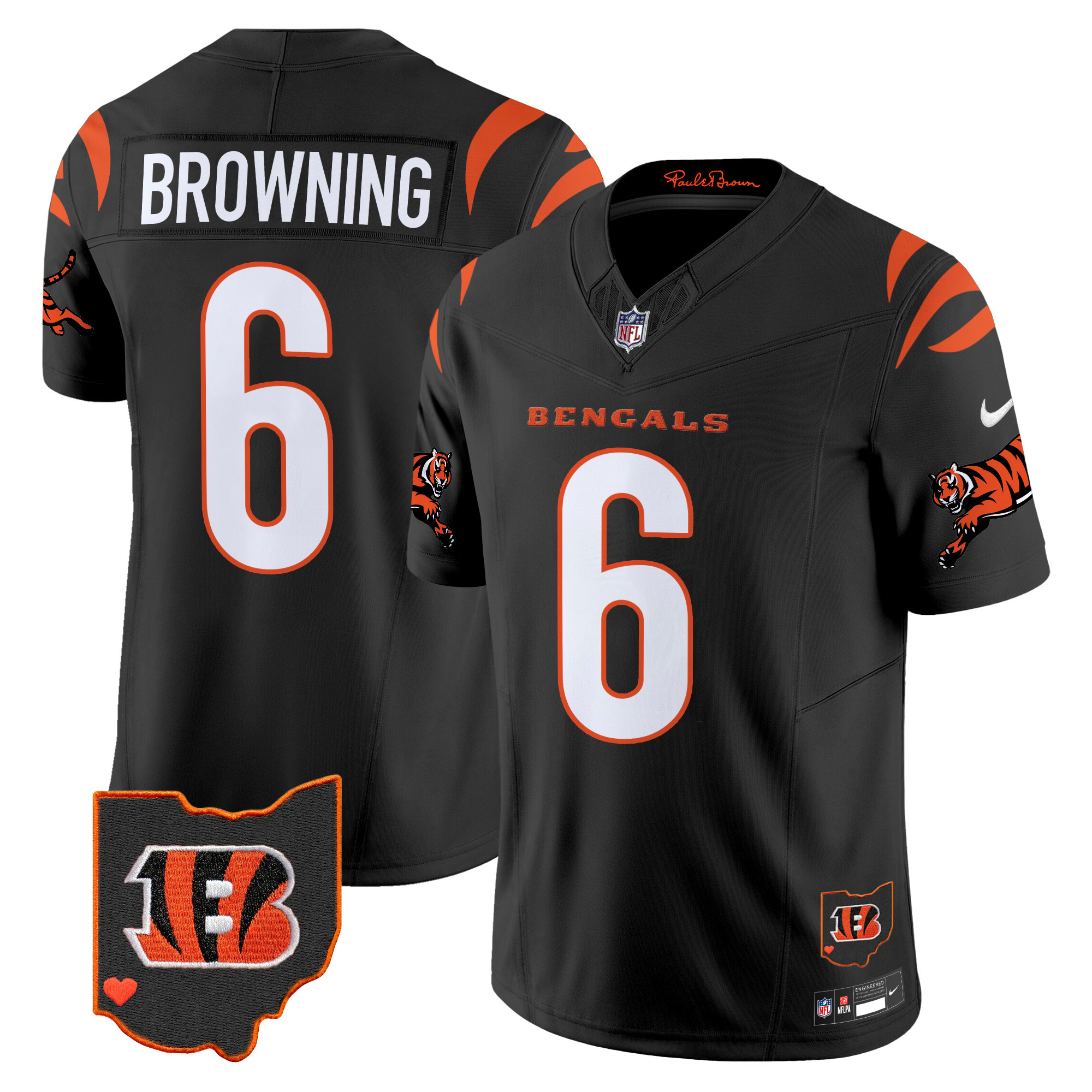 Jake Browning Men's Cincinnati Bengals 2024 Vapor Limited Black Jersey - All Stitched