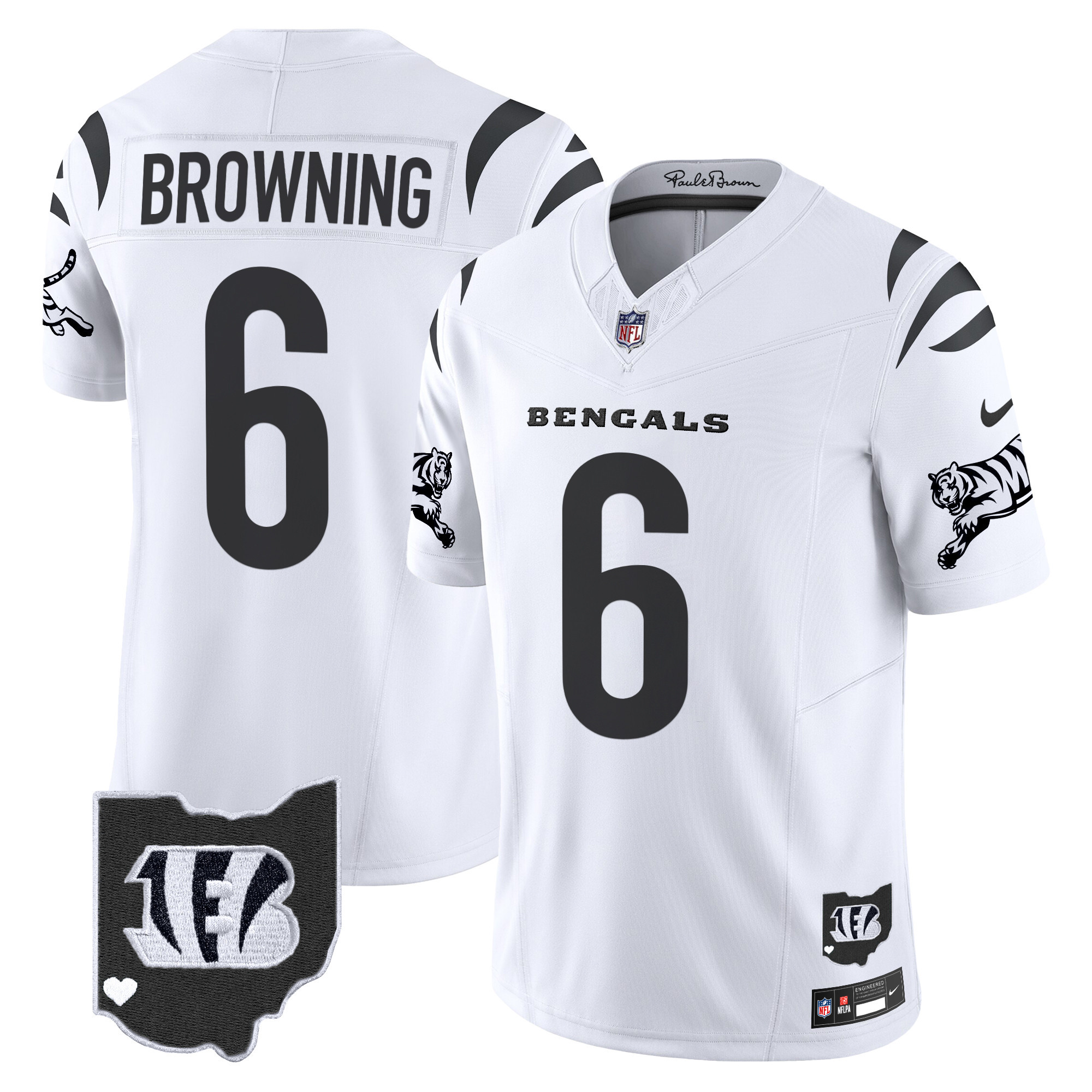 Jake Browning Men's Cincinnati Bengals 2024 Vapor Limited White Limited Jersey - All Stitched