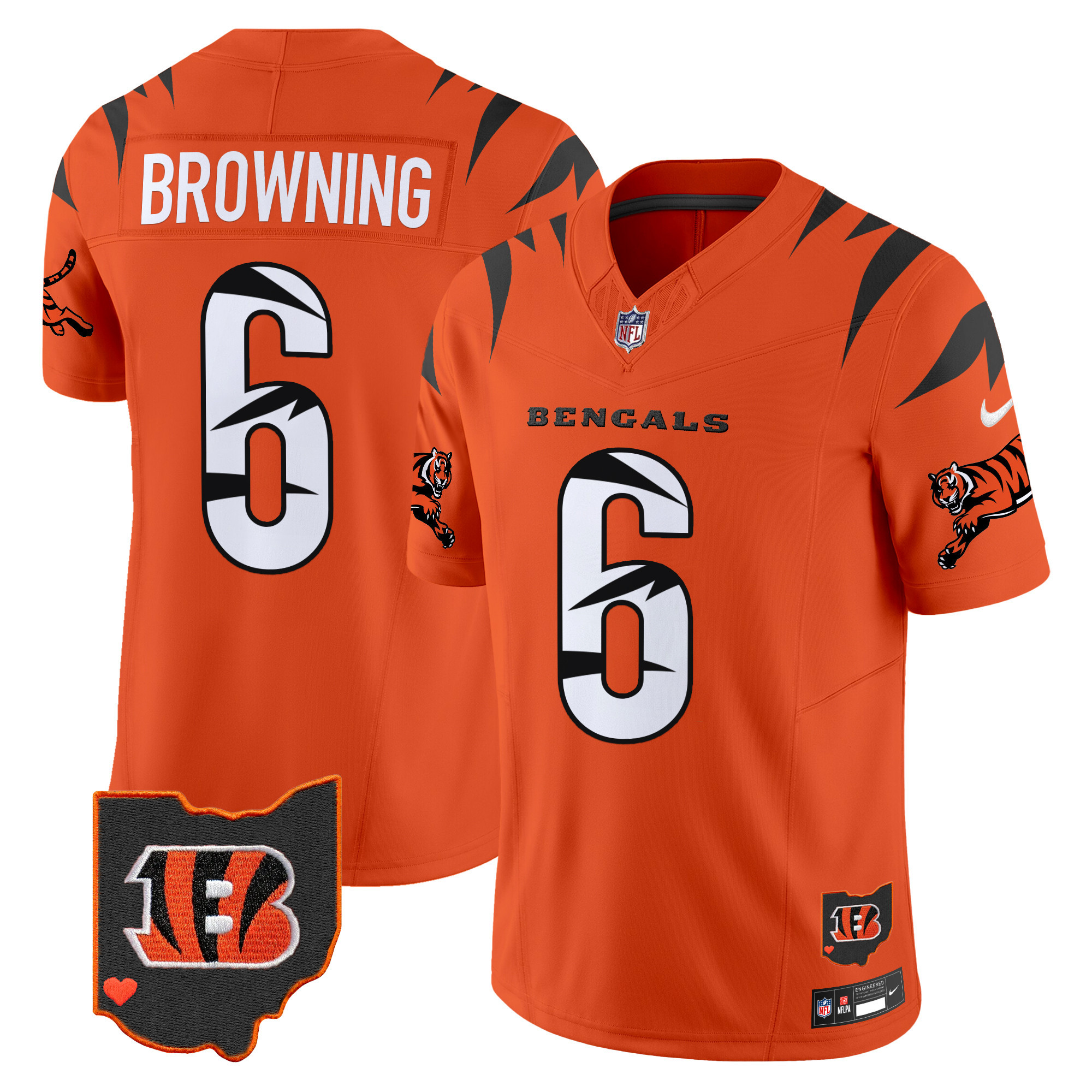 Jake Browning Men's Cincinnati Bengals Special Vapor Limited Orange Jersey - All Stitched