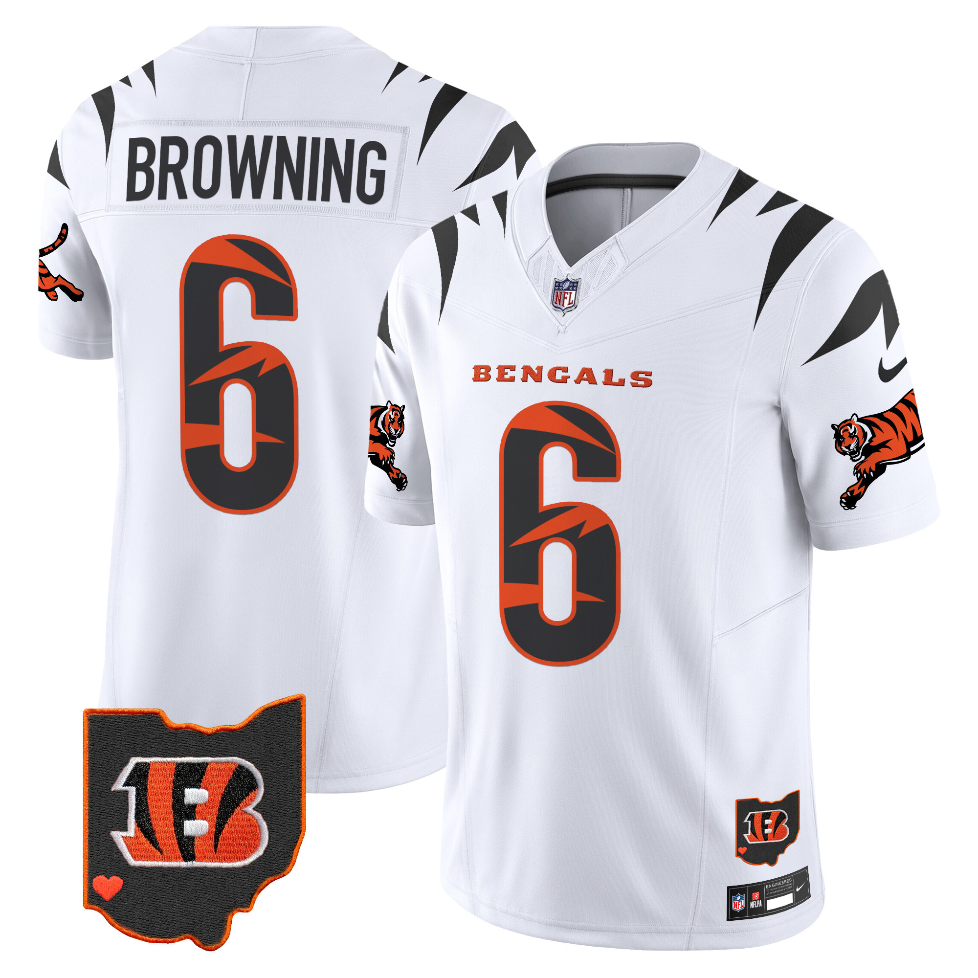 Jake Browning Men's Cincinnati Bengals Special Vapor Limited White Jersey - All Stitched