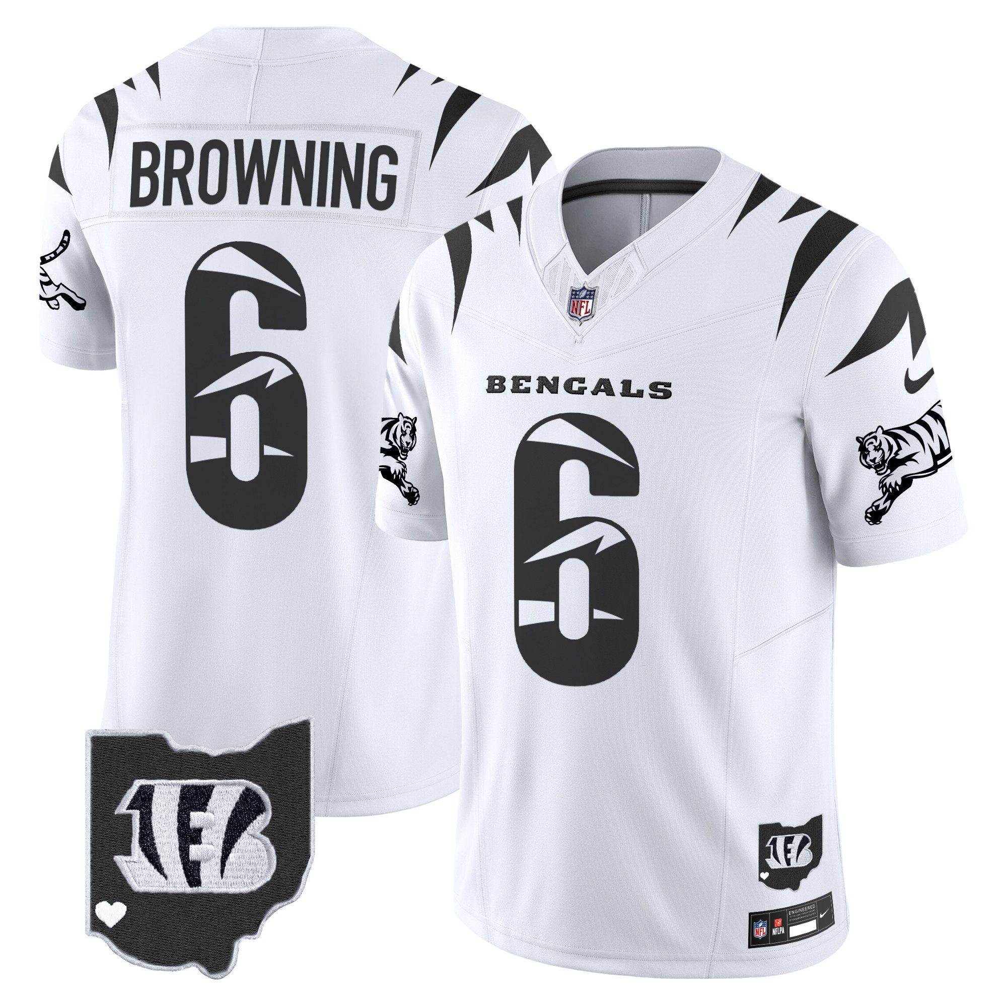 Jake Browning Men's Cincinnati Bengals Special Vapor Limited White Limited Jersey - All Stitched
