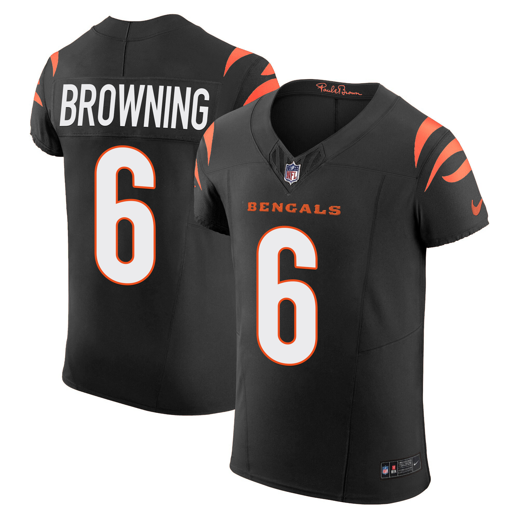 Jake Browning Men's Cincinnati Bengals Vapor Elite Black Jersey - All Stitched