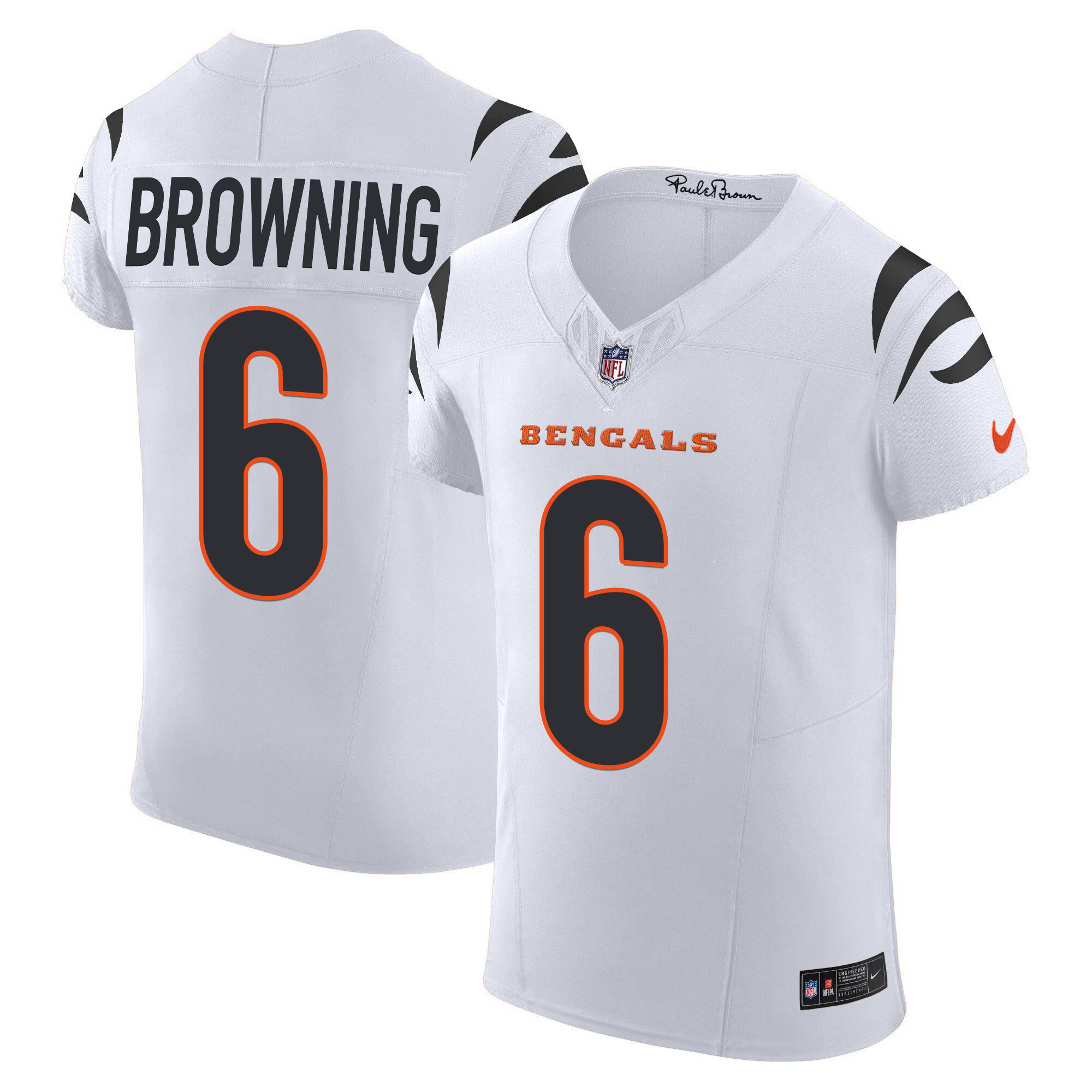 Jake Browning Men's Cincinnati Bengals Vapor Elite White Jersey - All Stitched