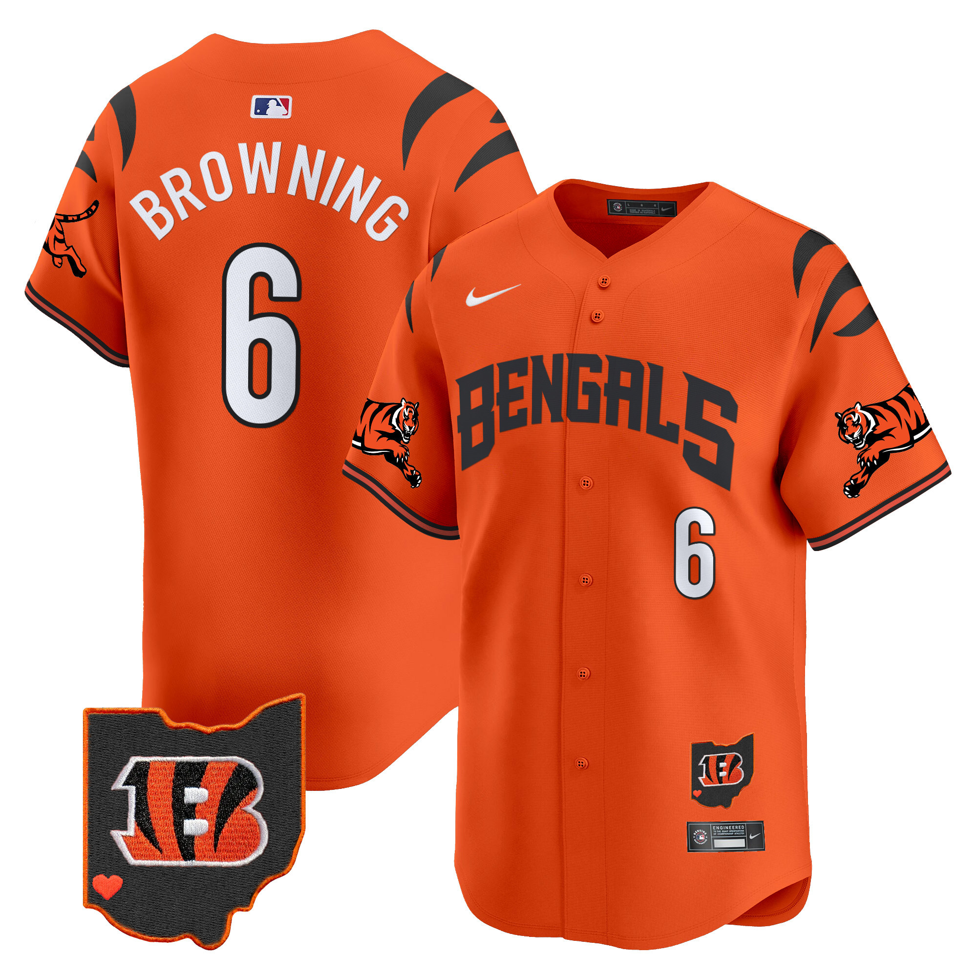 Jake Browning Men's Cincinnati Bengals Vapor Premier Limited Orange Jersey - All Stitched