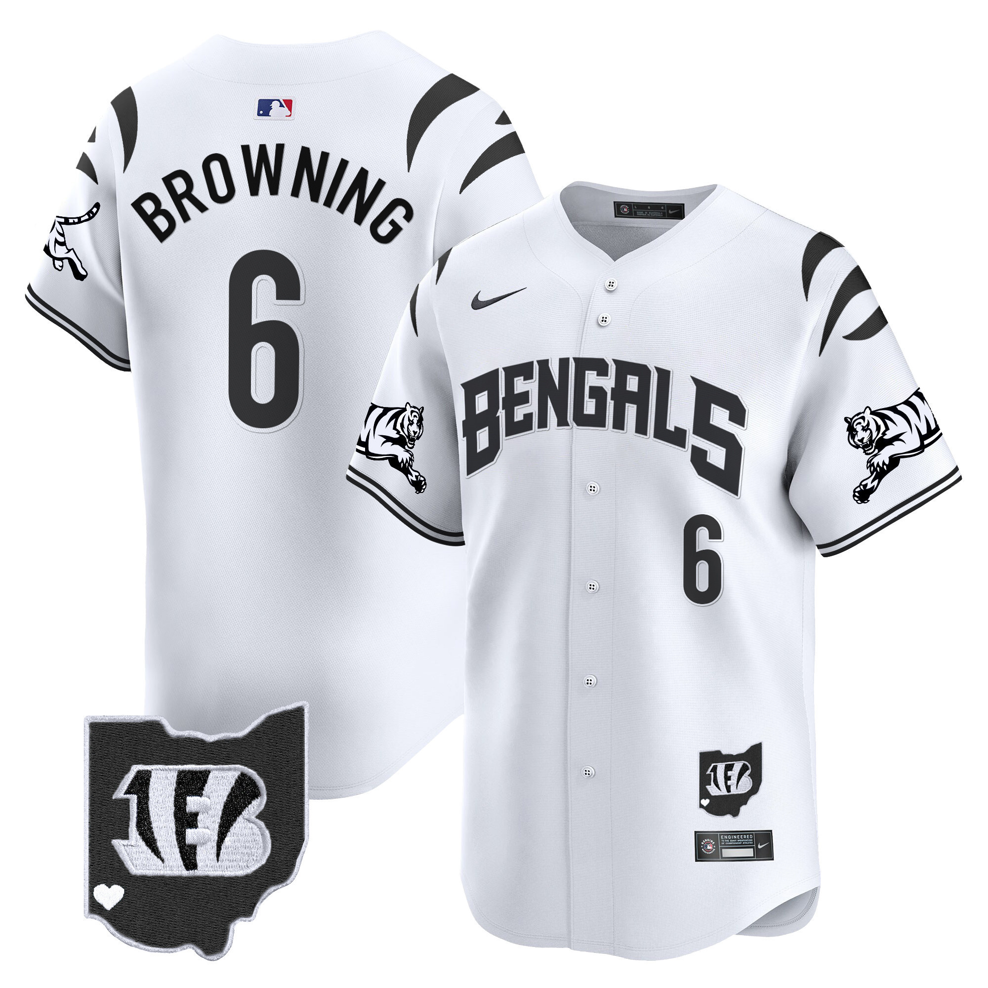 Jake Browning Men's Cincinnati Bengals Vapor Premier Limited White Limited Jersey - All Stitched