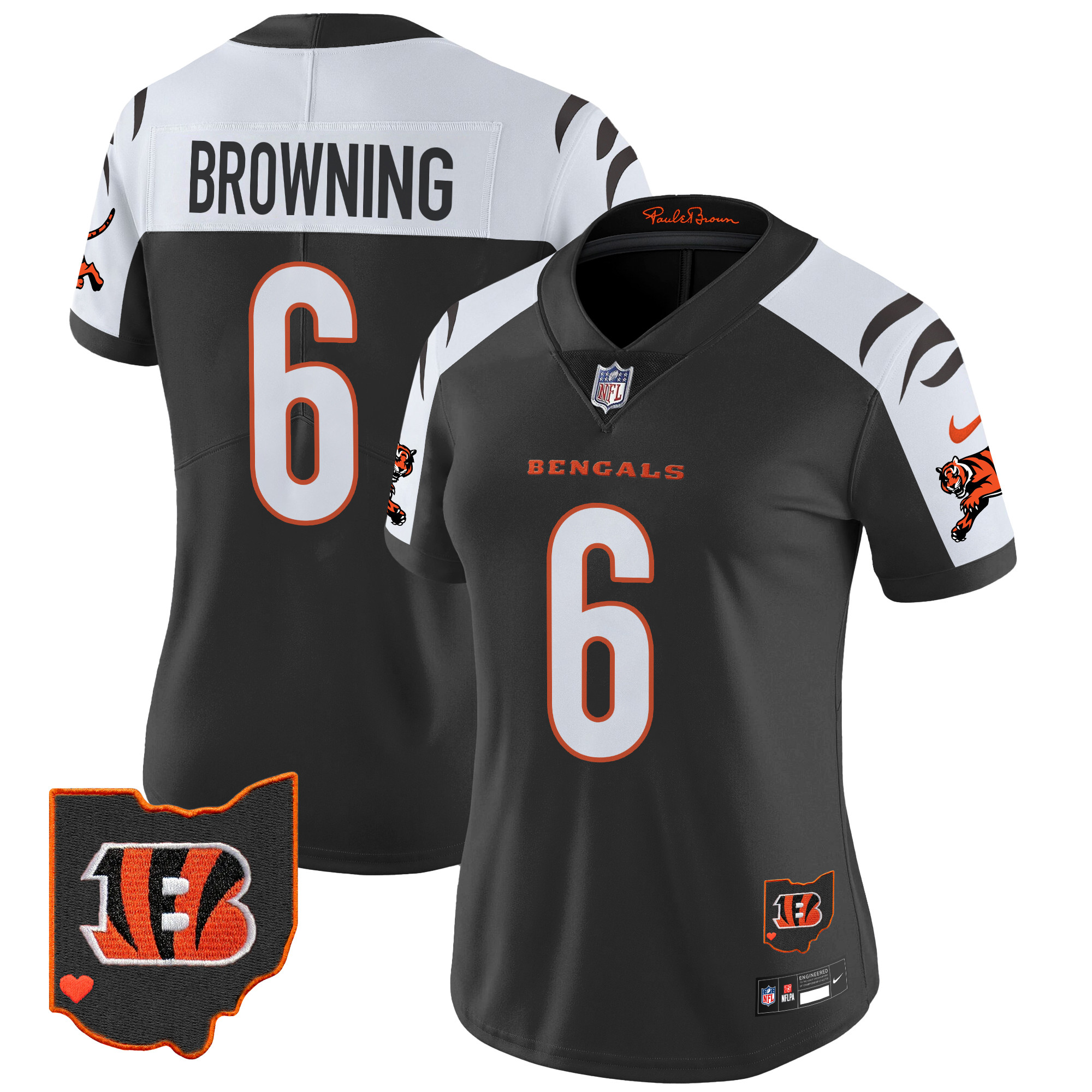 Jake Browning Women's Cincinnati Bengals 2024 Vapor Limited Alternate Jersey - All Stitched
