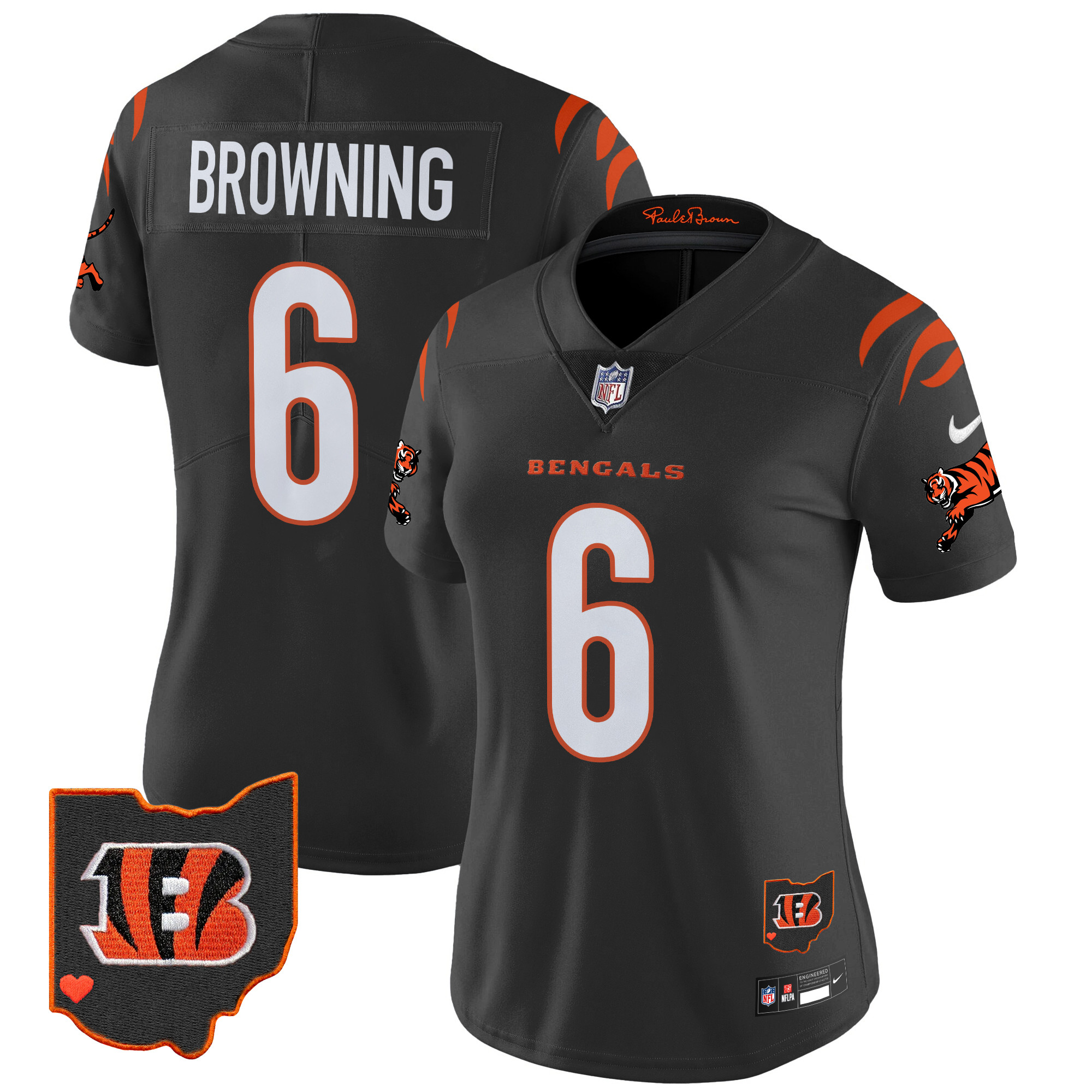 Jake Browning Women's Cincinnati Bengals 2024 Vapor Limited Black Jersey - All Stitched
