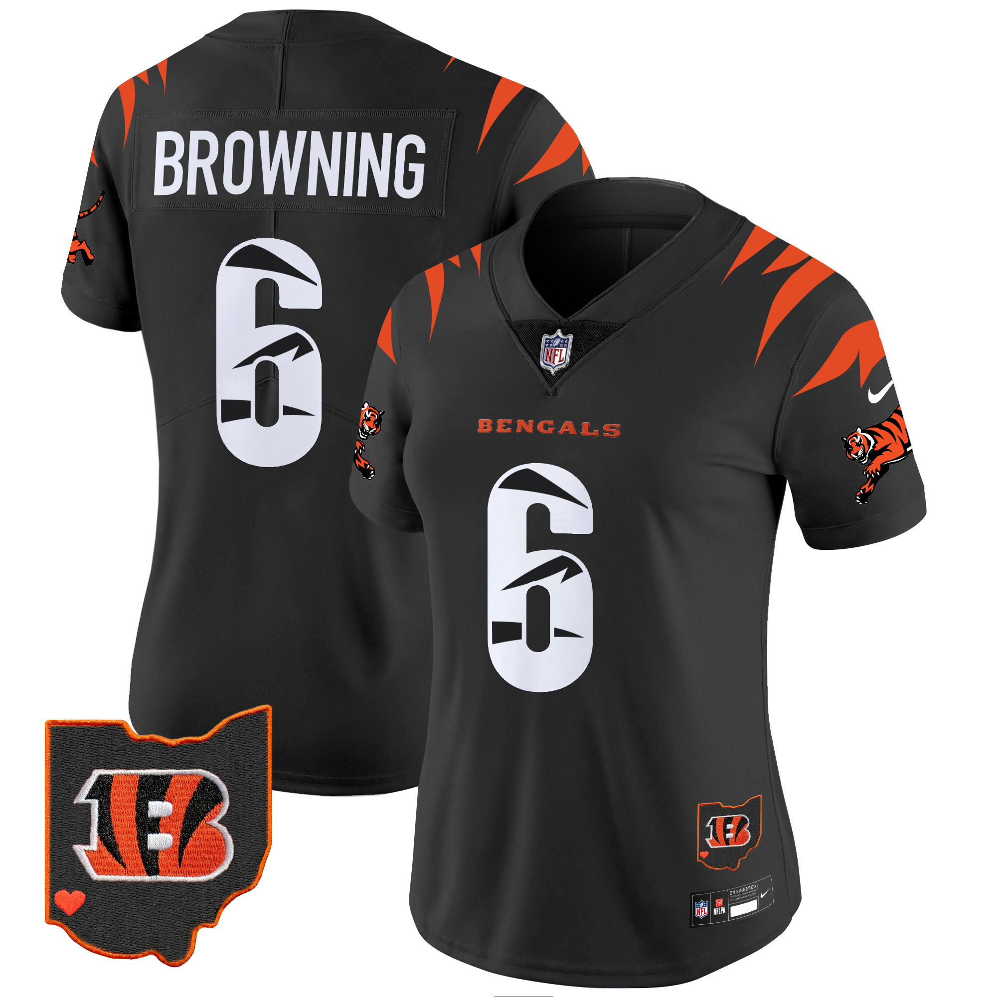 Jake Browning Women's Cincinnati Bengals Special Vapor Limited Black Jersey - All Stitched