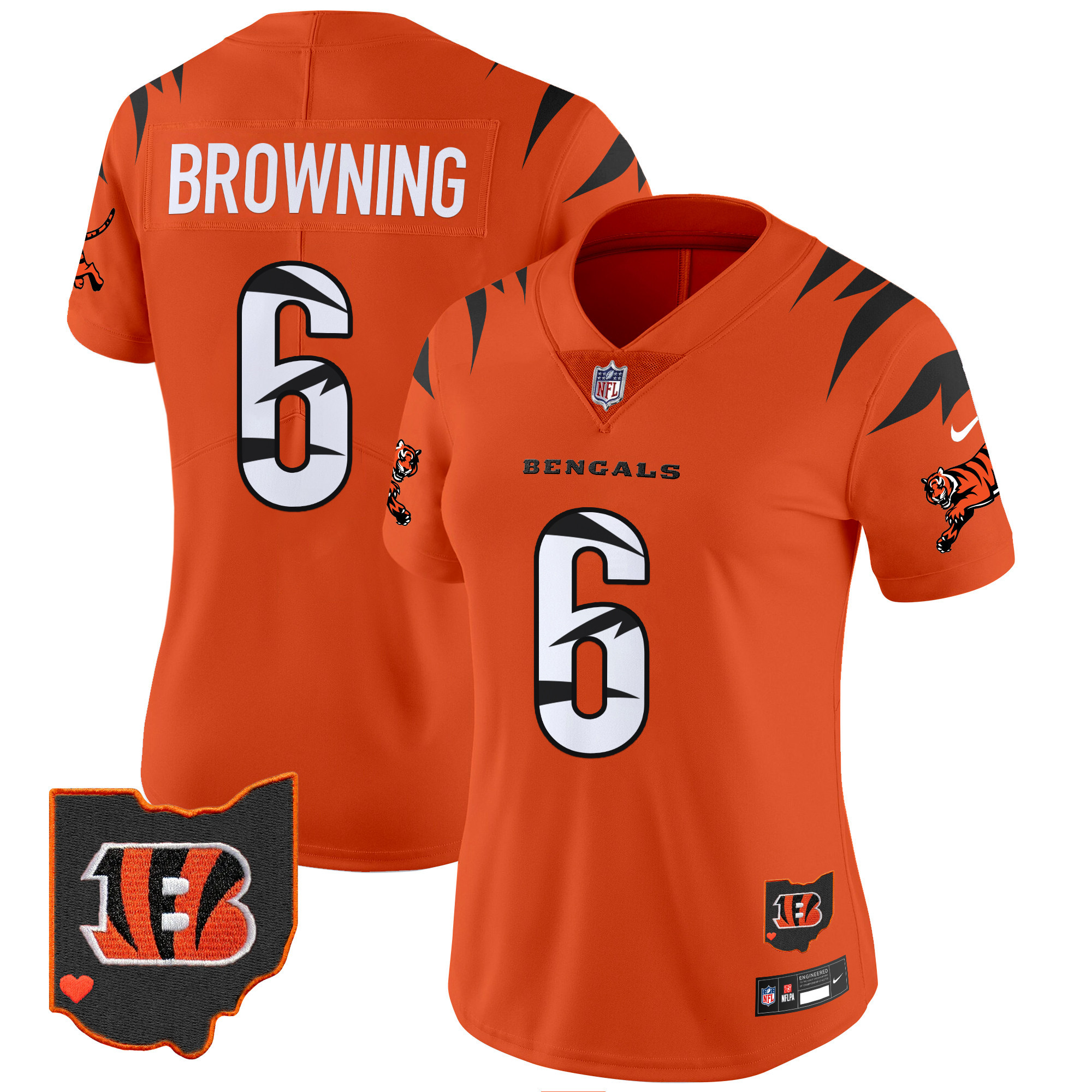 Jake Browning Women's Cincinnati Bengals Special Vapor Limited Orange Jersey - All Stitched