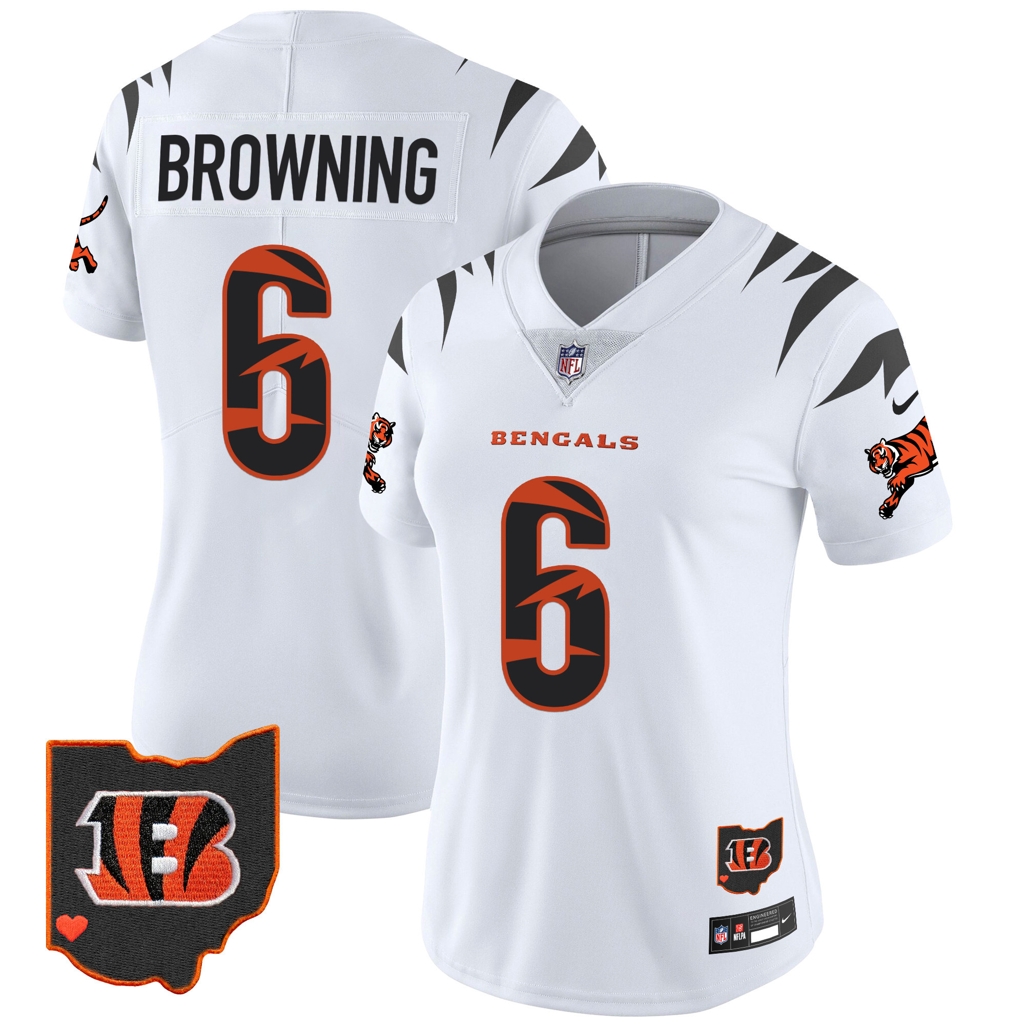 Jake Browning Women's Cincinnati Bengals Special Vapor Limited White Jersey - All Stitched