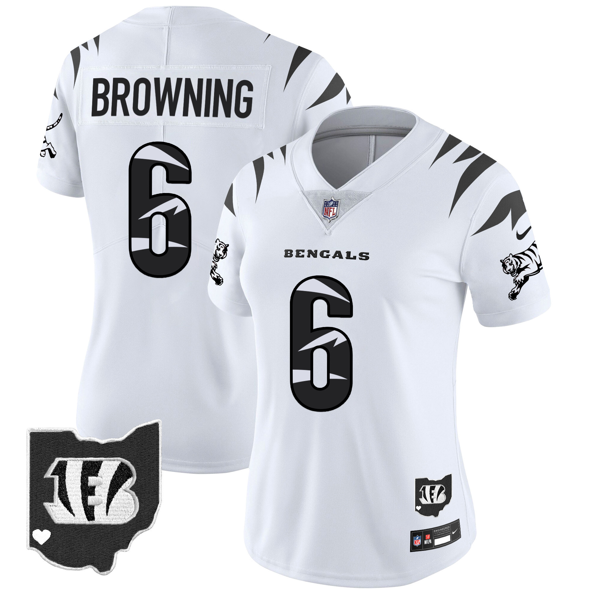 Jake Browning Women's Cincinnati Bengals Special Vapor Limited White Limited Jersey - All Stitched