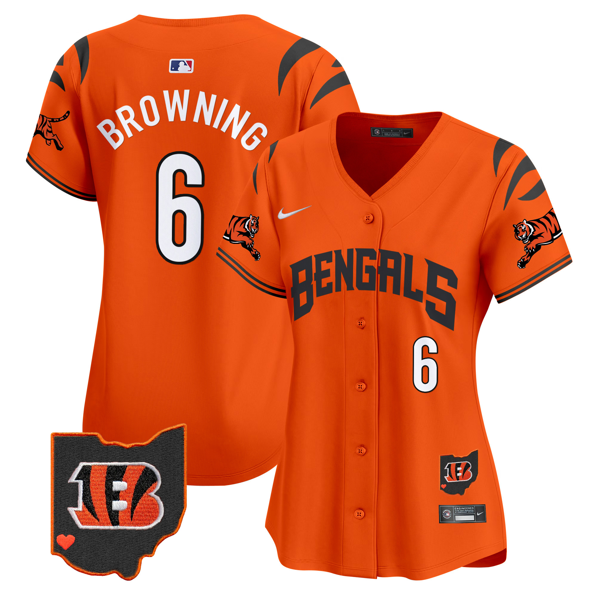 Jake Browning Women's Cincinnati Bengals Vapor Premier Limited Orange Jersey - All Stitched