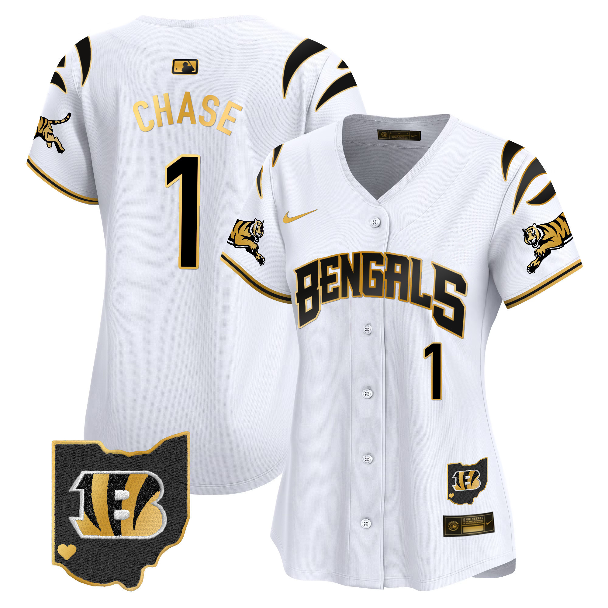 Jake Browning Women's Cincinnati Bengals Vapor Premier Limited White Gold Jersey - All Stitched