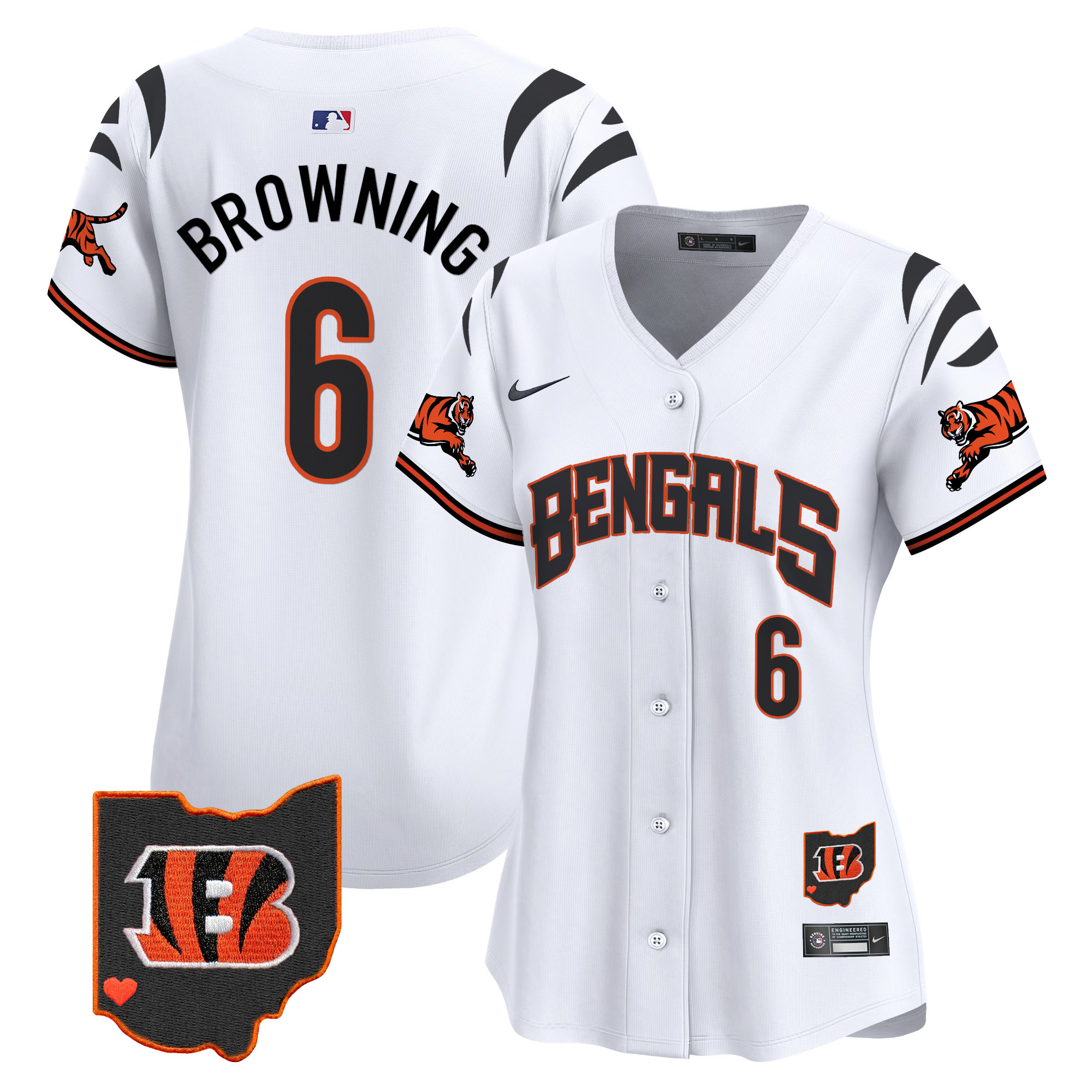 Jake Browning Women's Cincinnati Bengals Vapor Premier Limited White Jersey - All Stitched