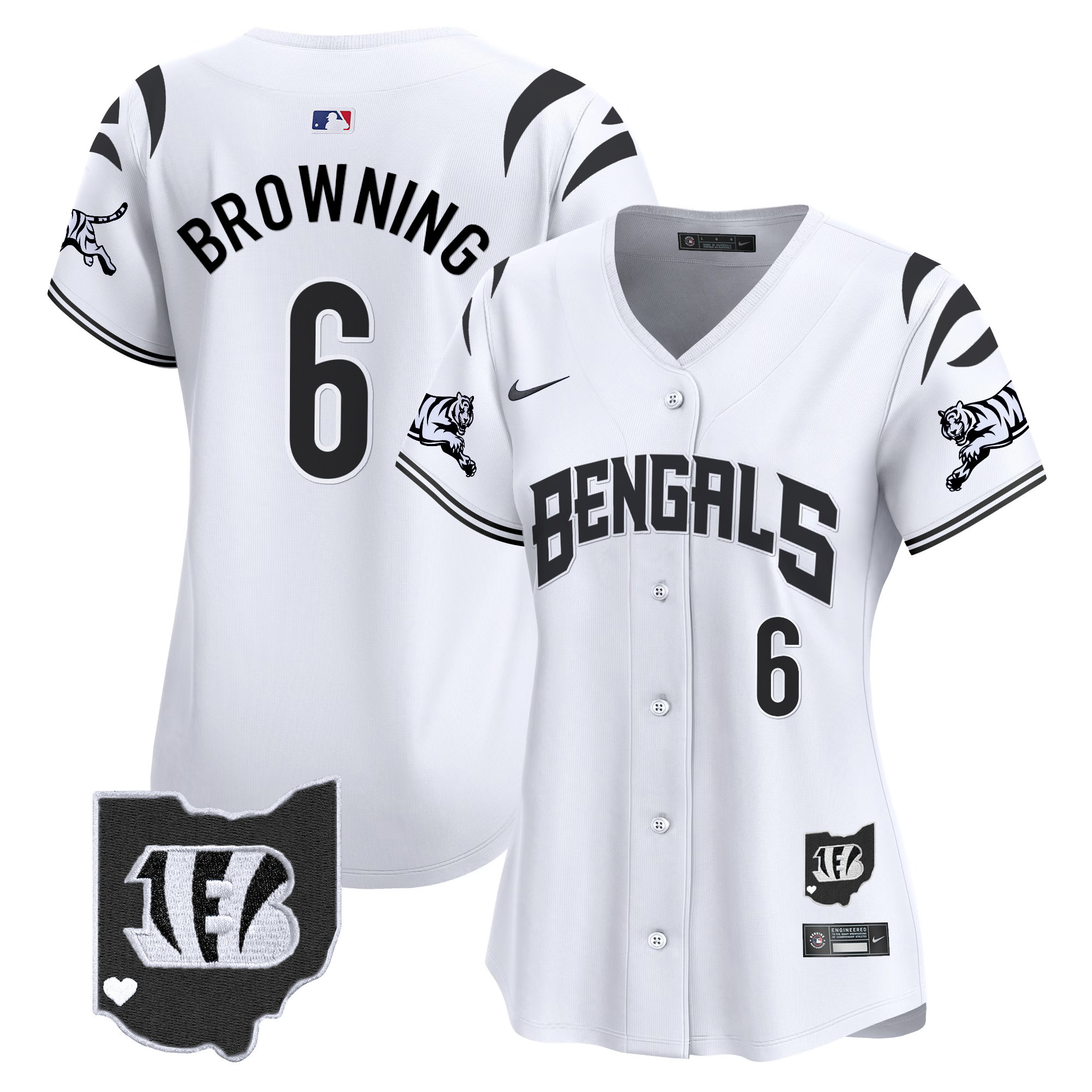 Jake Browning Women's Cincinnati Bengals Vapor Premier Limited White Limited Jersey - All Stitched