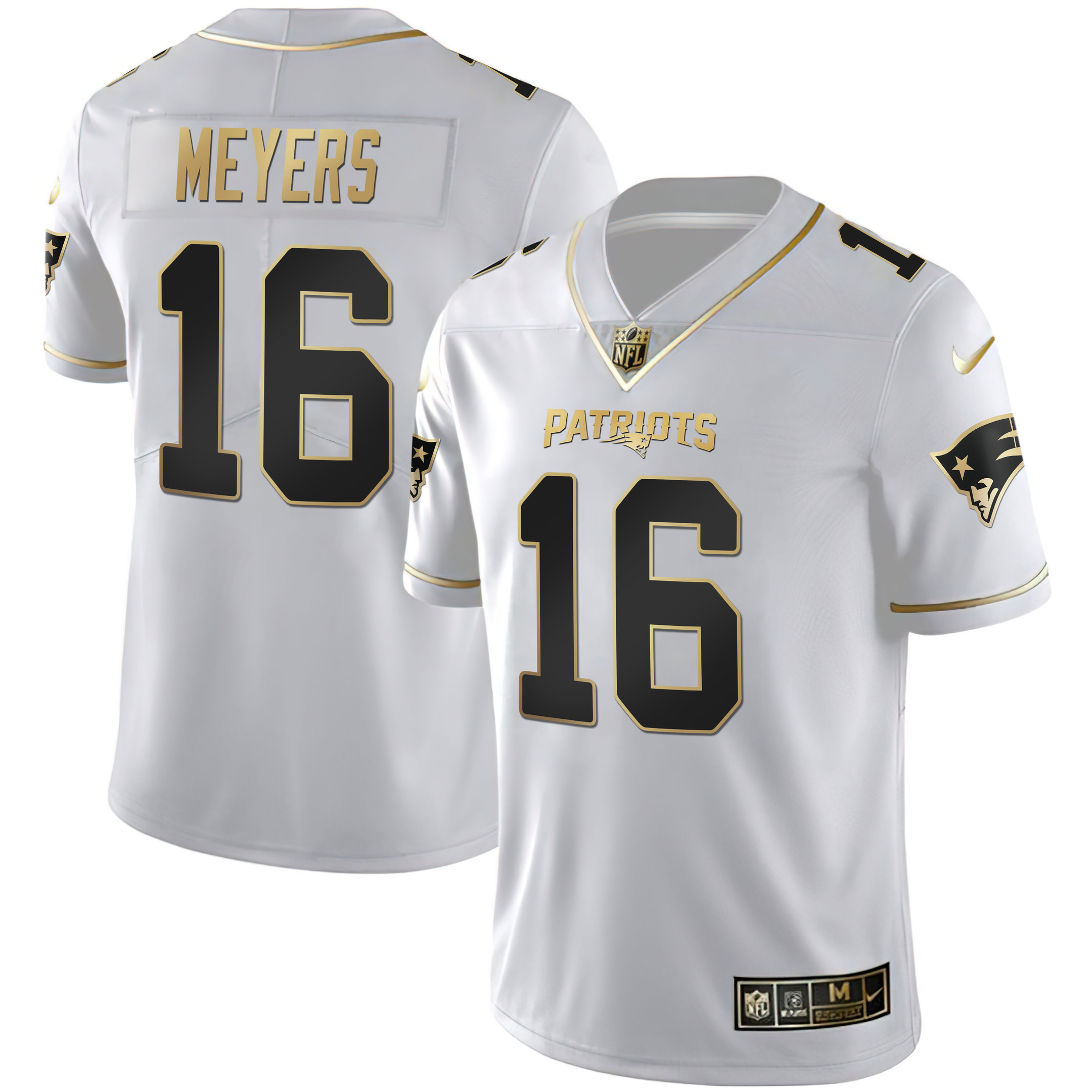 Jakobi Meyers Women's New England Patriots White Gold & Black Gold White Gold Jersey - All Stitched