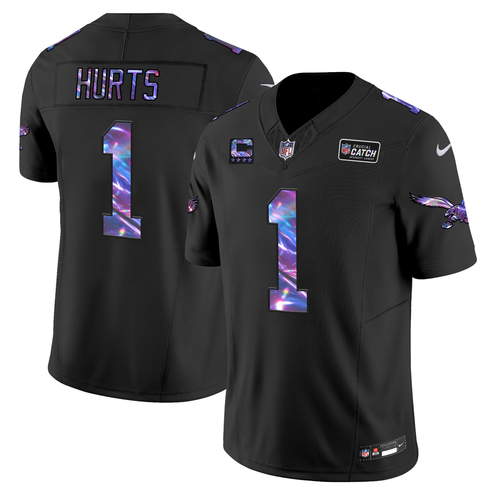 Jalen Hurts Men's Philadelphia Eagles 2024 Crucial Catch Vapor Limited Black Jersey - All Stitched