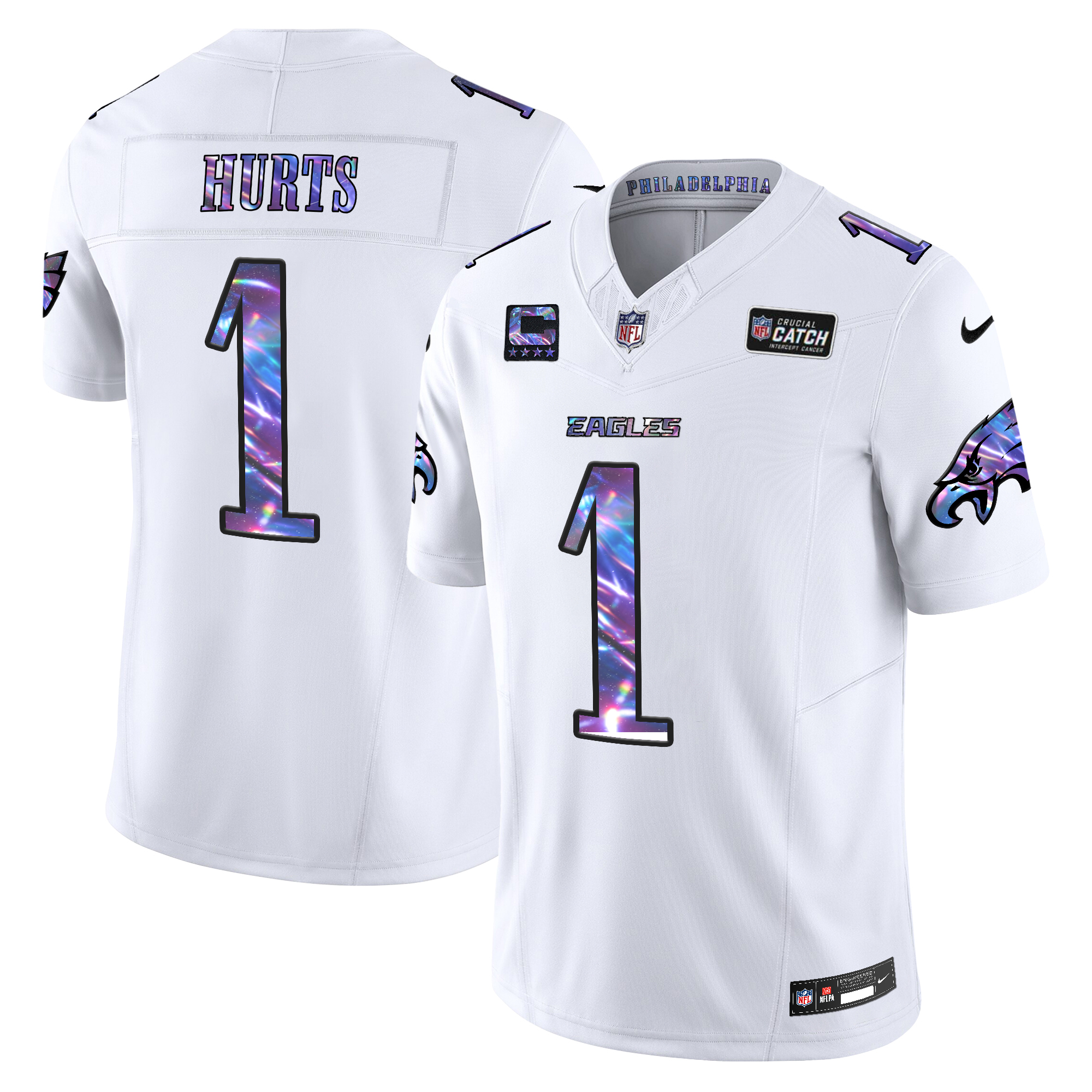 Jalen Hurts Men's Philadelphia Eagles 2024 Crucial Catch Vapor Limited White Jersey - All Stitched