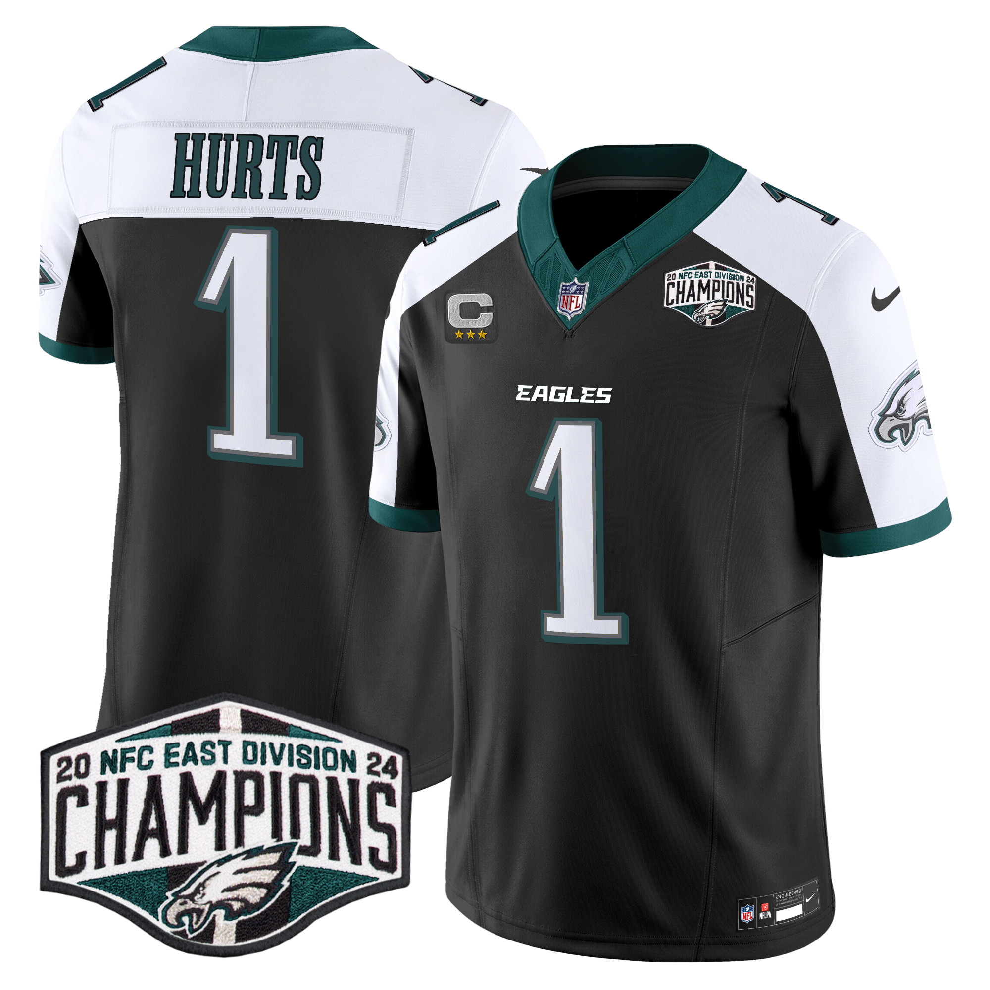 Jalen Hurts Men's Philadelphia Eagles 2024 NFC East Division Champions Vapor Limited Black Alternate Jersey - All Stitched