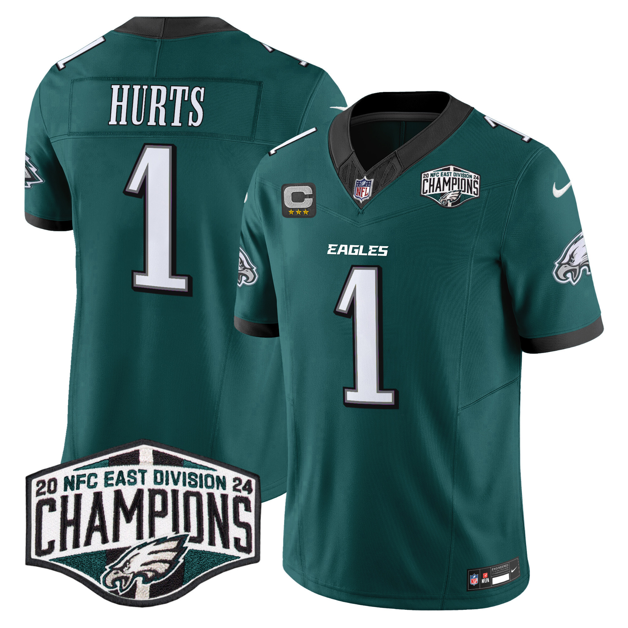 Jalen Hurts Men's Philadelphia Eagles 2024 NFC East Division Champions Vapor Limited Midnight Green Jersey - All Stitched