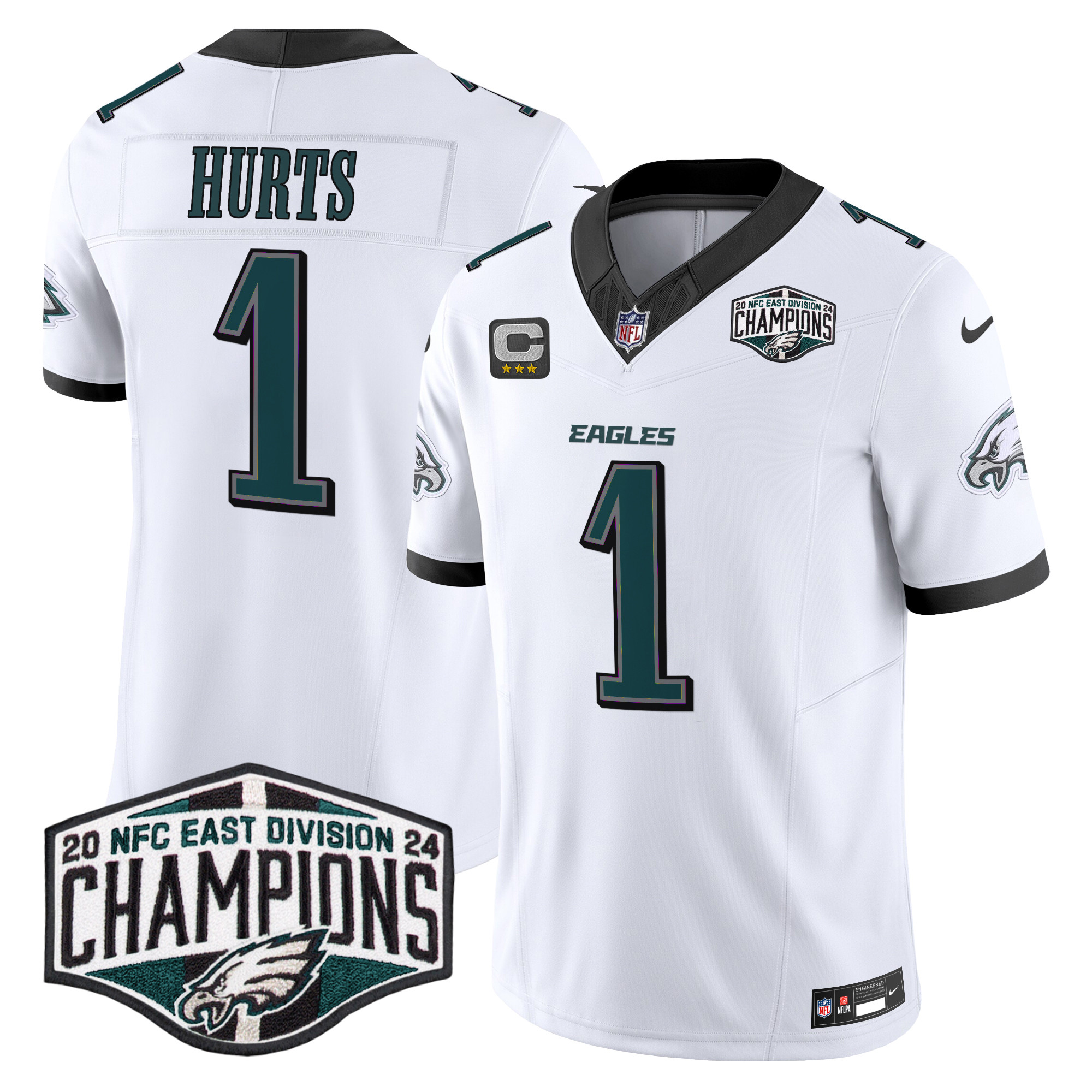 Jalen Hurts Men's Philadelphia Eagles 2024 NFC East Division Champions Vapor Limited White Jersey - All Stitched