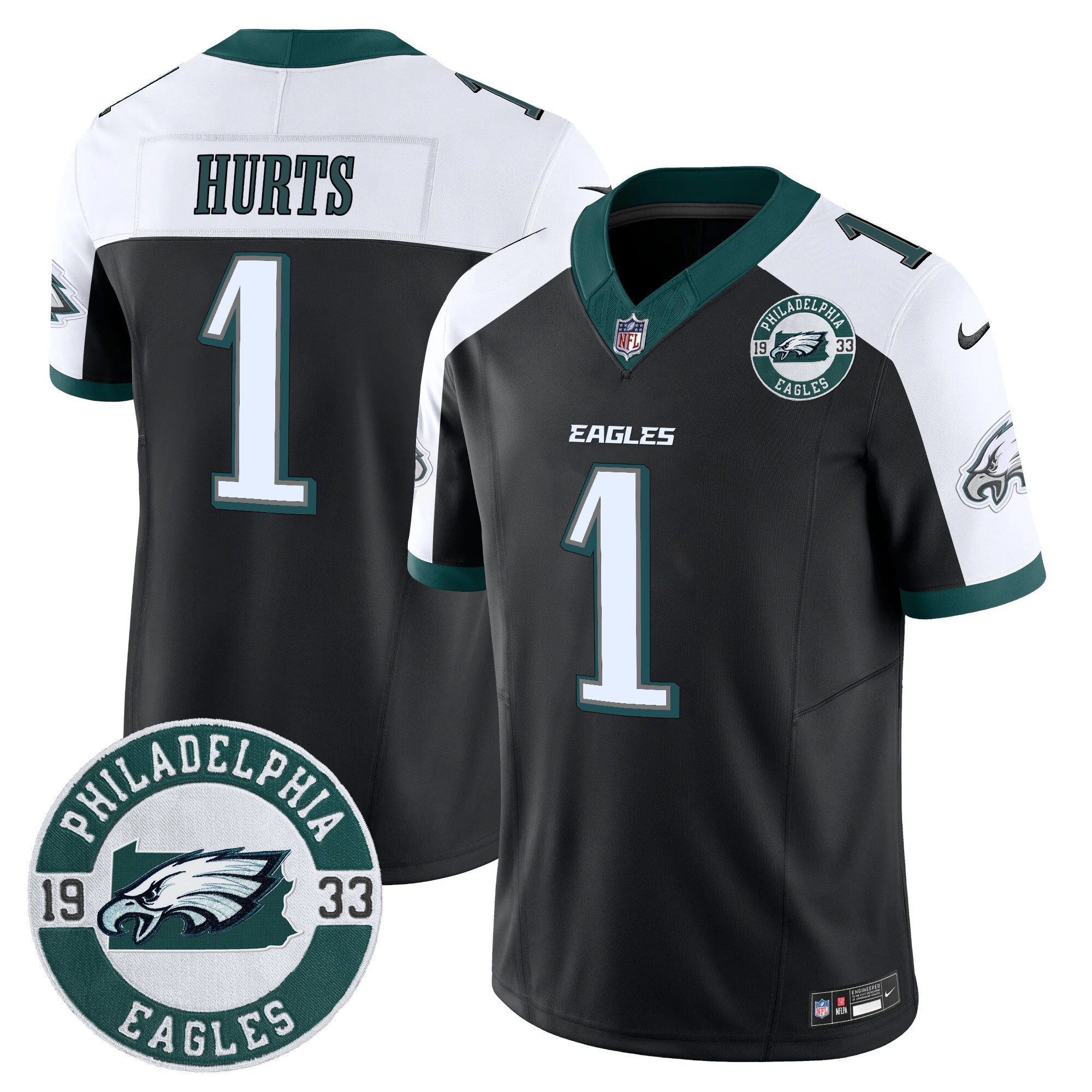 Jalen Hurts Men's Philadelphia Eagles 2024 Vapor Limited Black Alternate Jersey - All Stitched