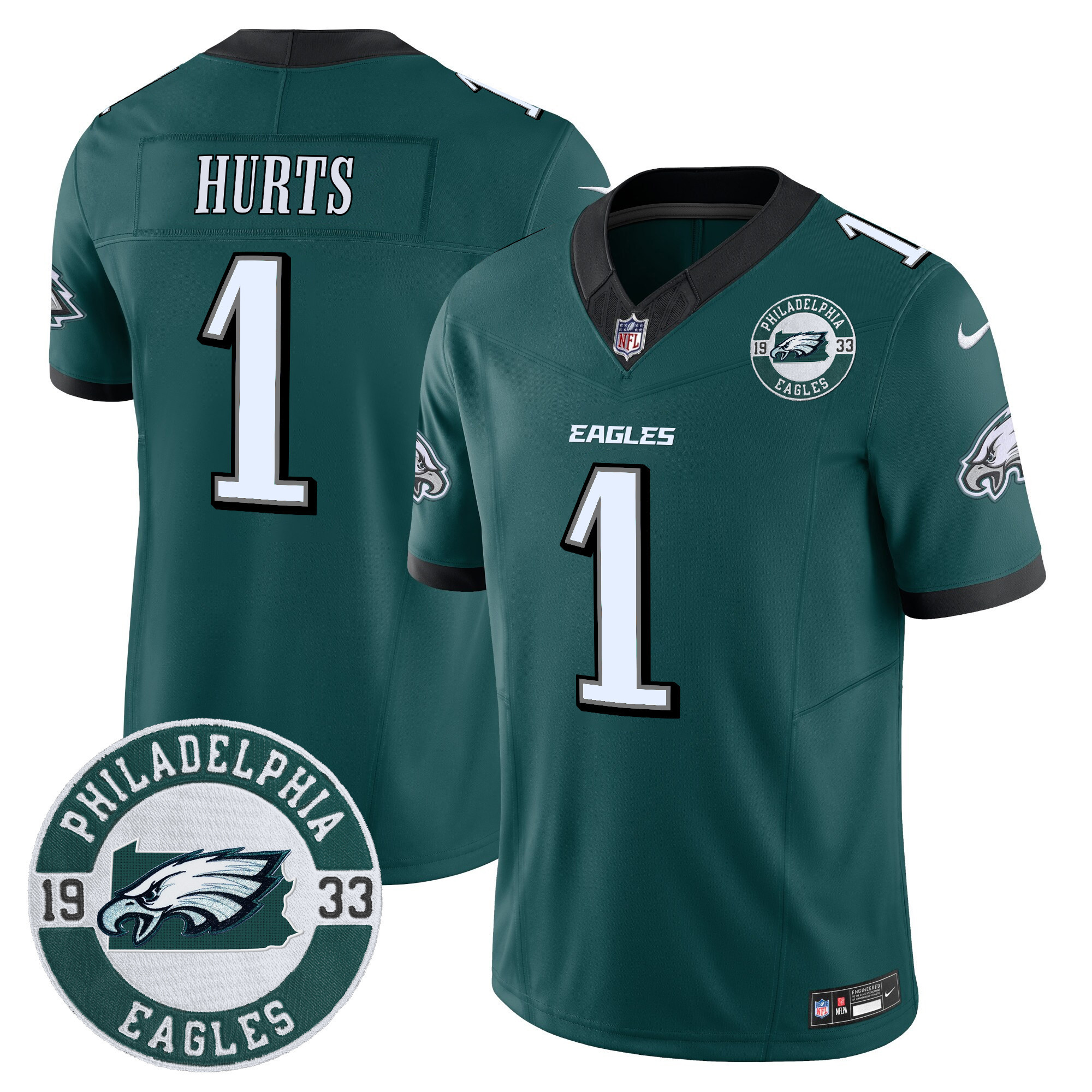 Jalen Hurts Men's Philadelphia Eagles 2024 Vapor Limited Midnight Green Jersey - All Stitched