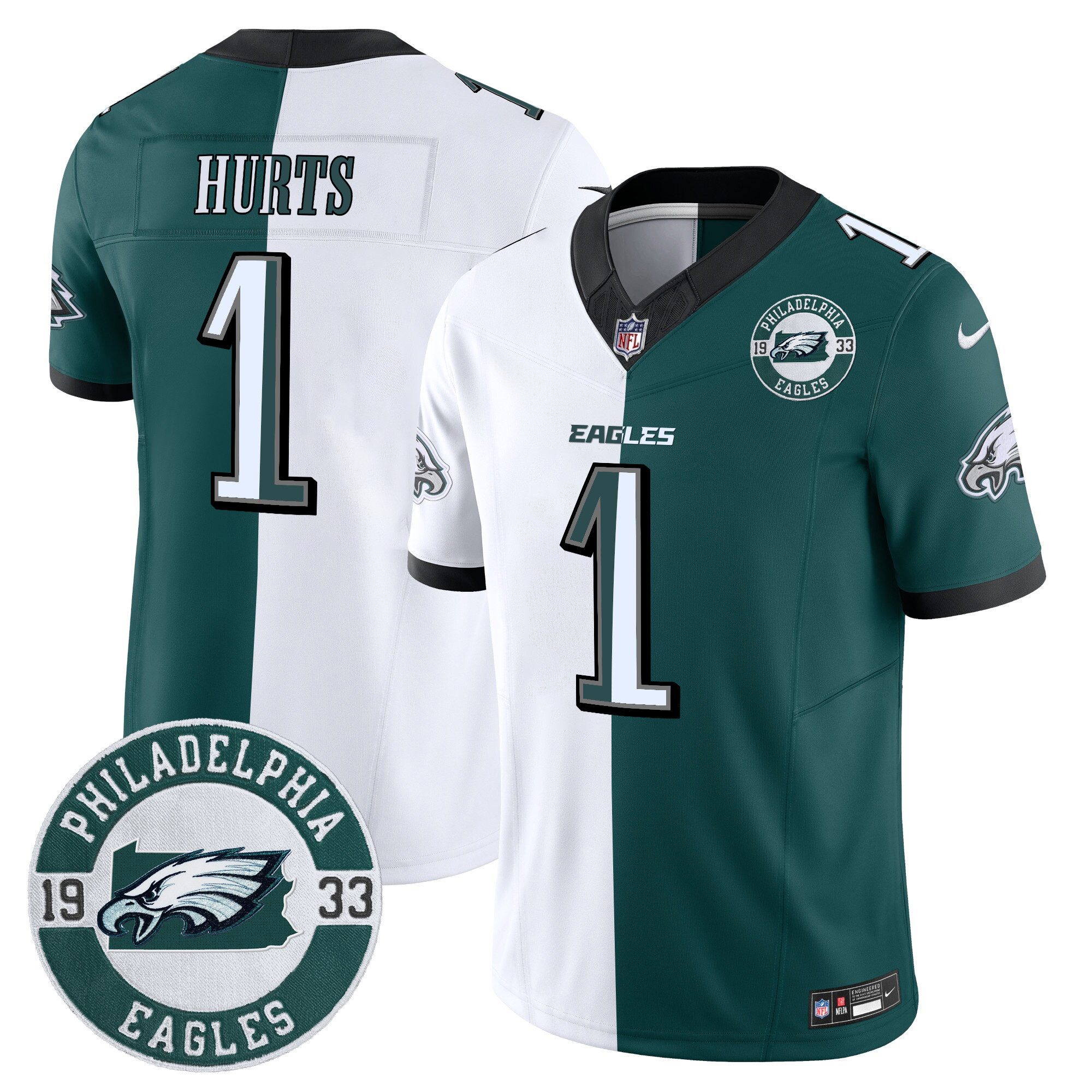 Jalen Hurts Men's Philadelphia Eagles 2024 Vapor Limited Split Jersey - All Stitched