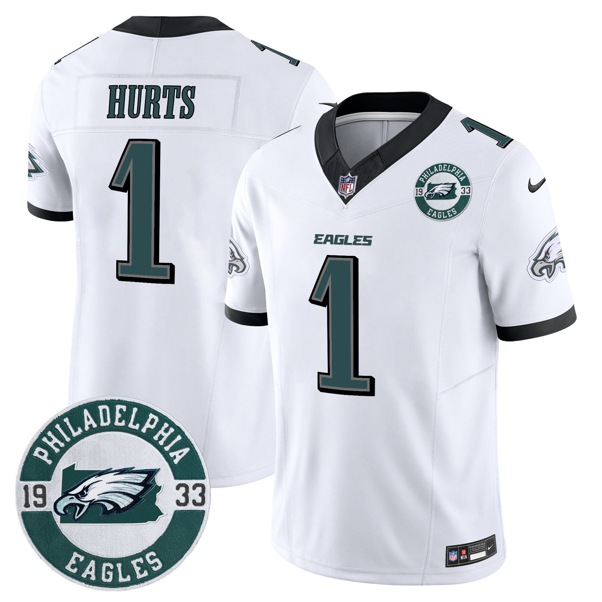 Jalen Hurts Men's Philadelphia Eagles 2024 Vapor Limited White Jersey - All Stitched