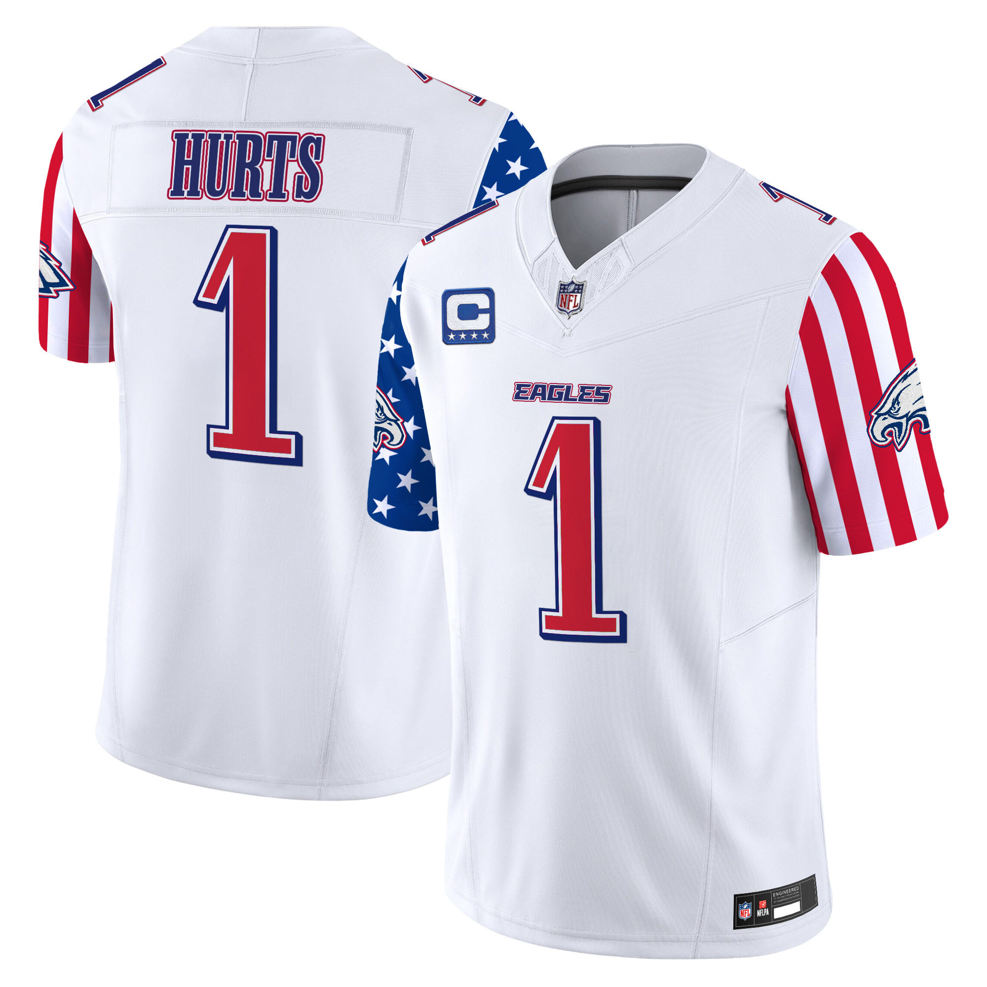 Jalen Hurts Men's Philadelphia Eagles 2025 Independence Day Vapor Limited White Jersey - All Stitched